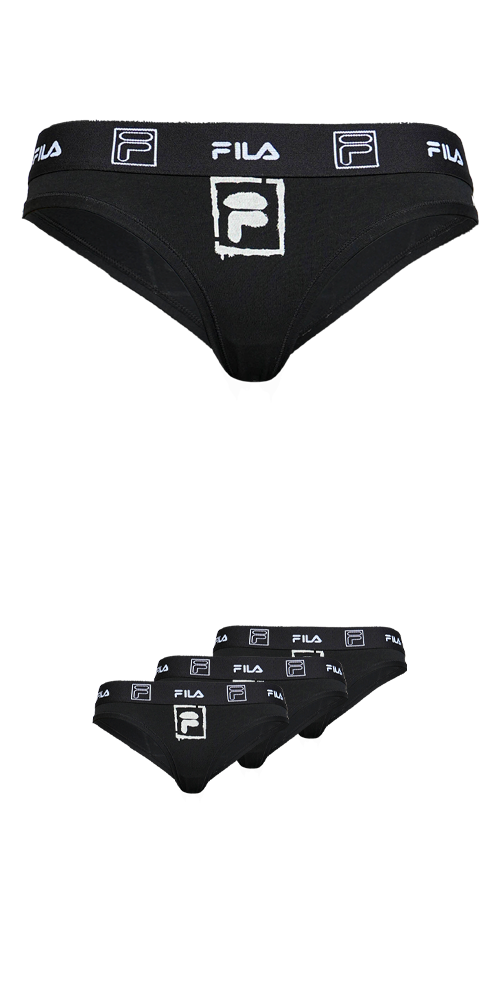 Fila Damen Slip 3er Pack in schwarz, Größe L