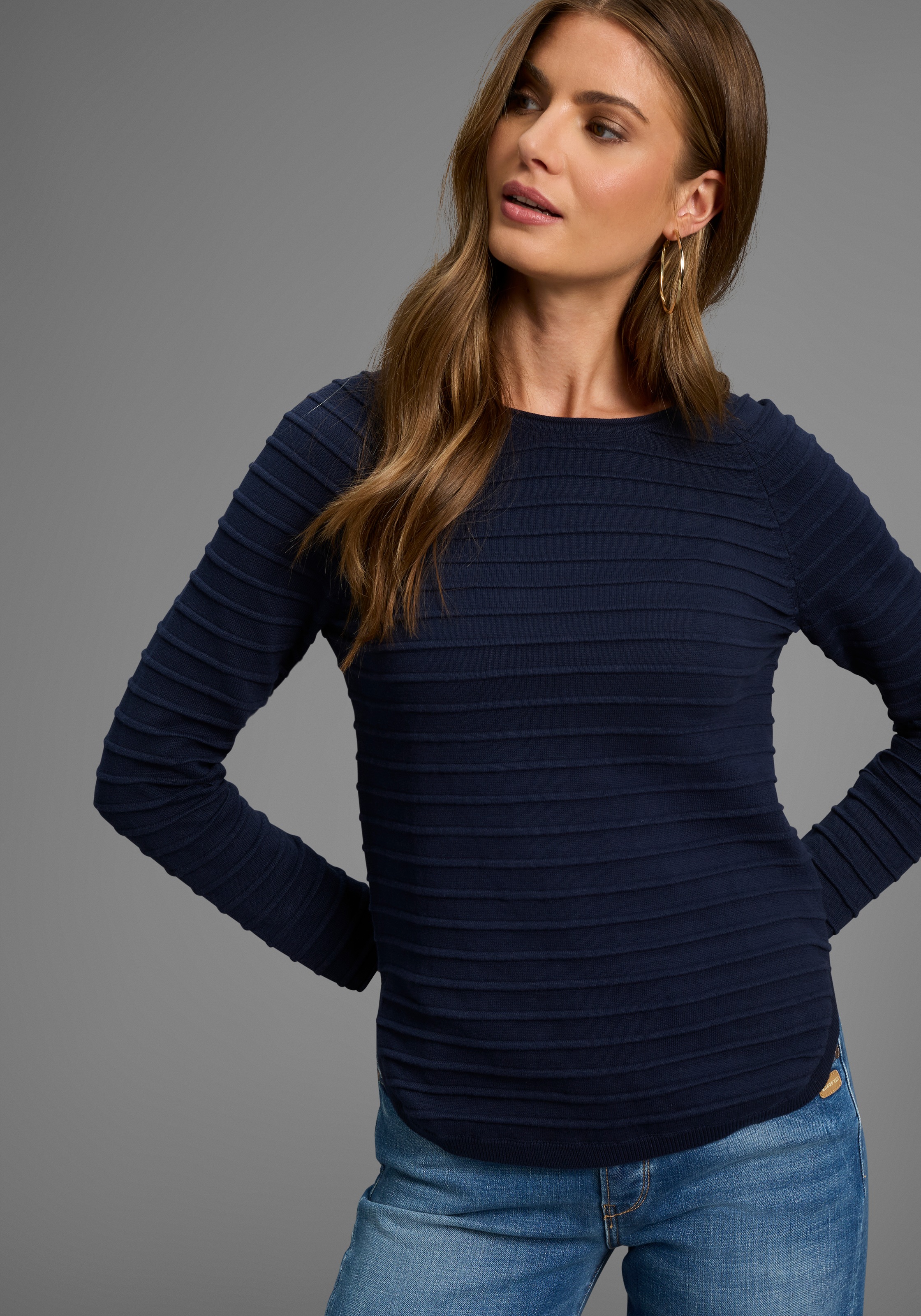 Laura Scott Rundhalspullover, mit Strukturstrick - NEUE KOLLEKTION