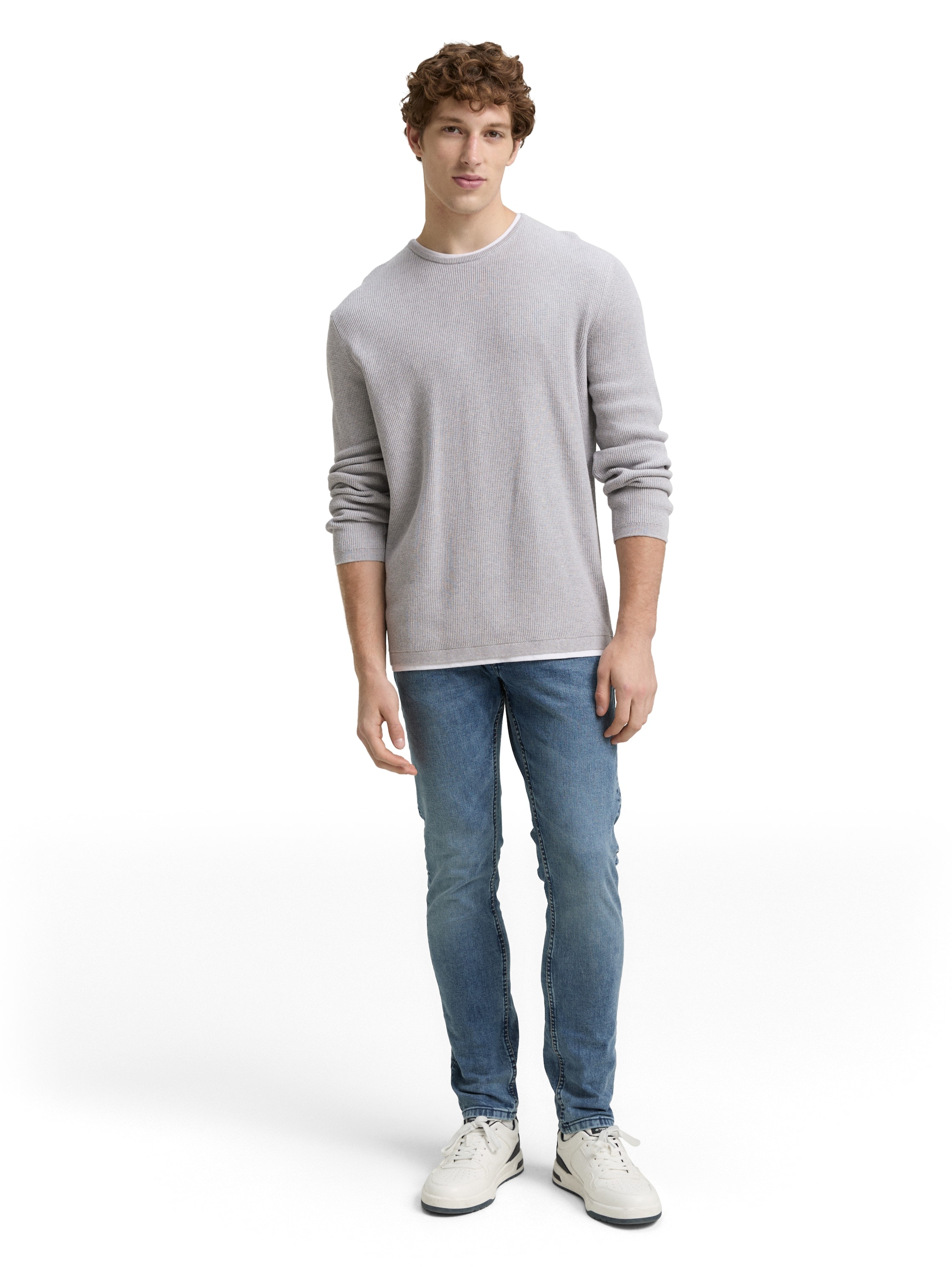 TOM TAILOR Denim Strickpullover mit 2-in-1 Ausschnitt