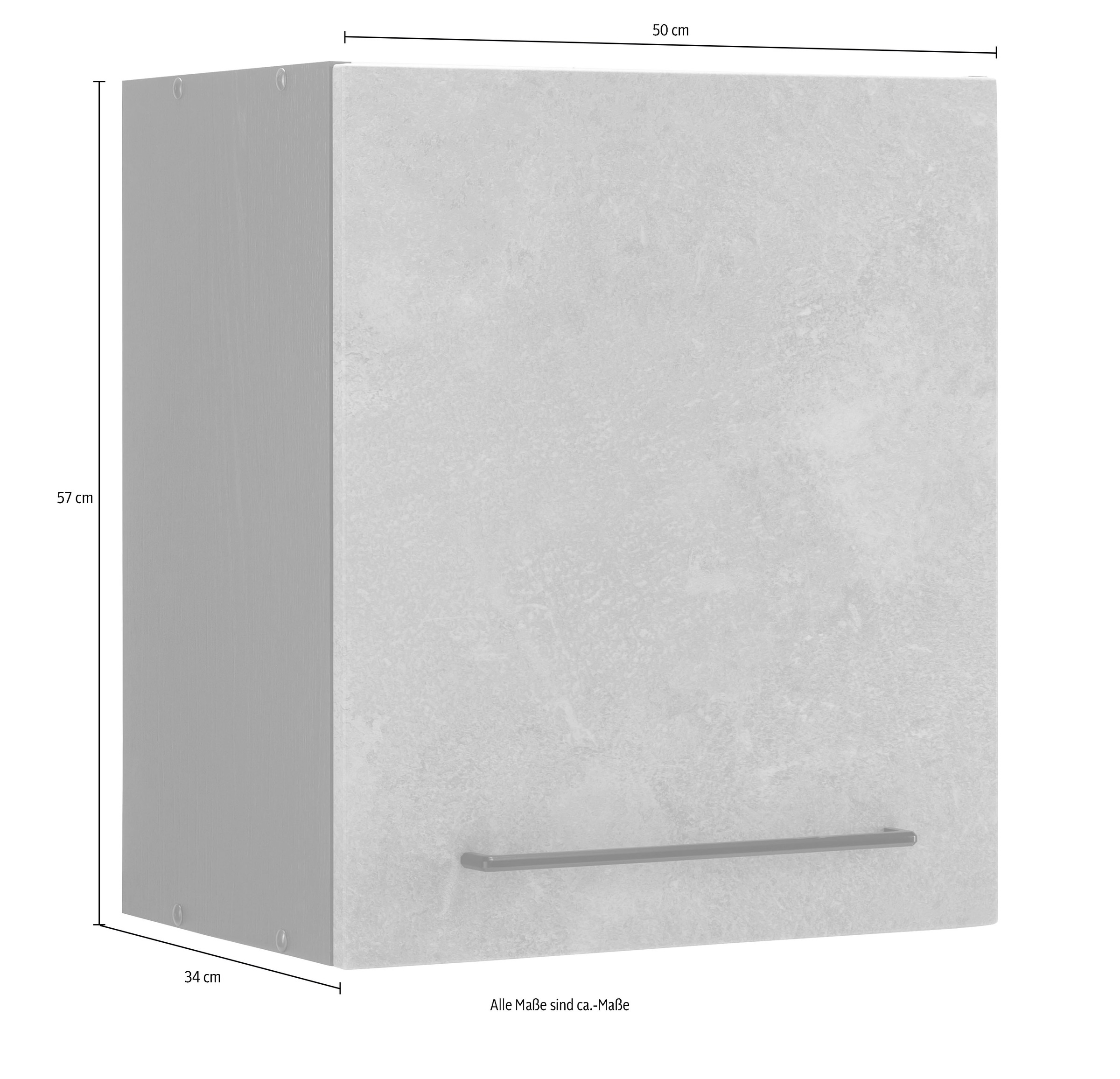 HELD MÖBEL Hängeschrank »Tulsa«, 50 cm breit, 57 cm hoch, 1 Tür, schwarzer Metallgriff, MDF Front