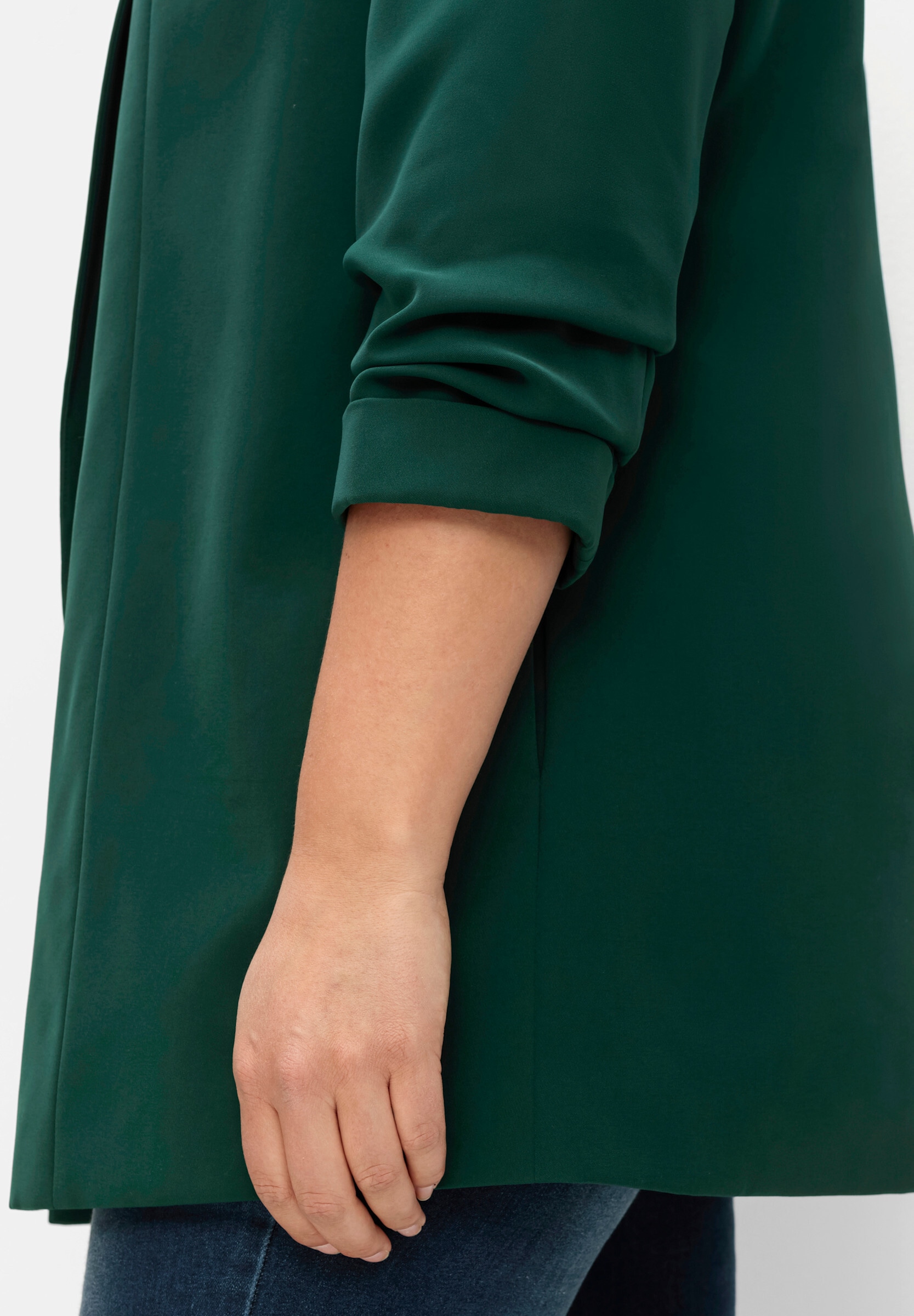 Sheego Blusenblazer »Longblazer Longblazer mit Schalkragen« mit Schalkragen und gerafftem 3/4-Arm