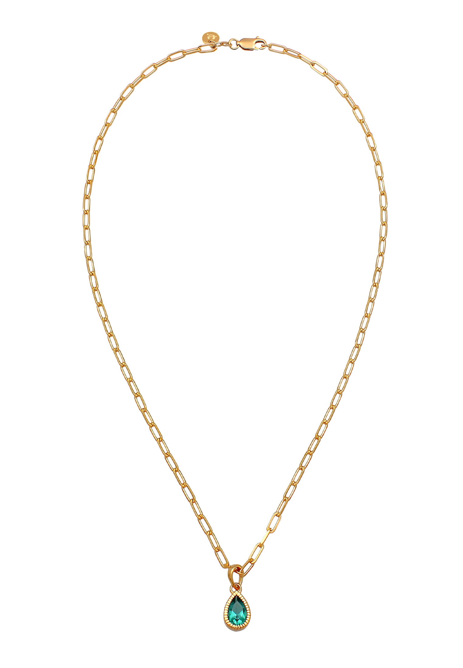 Elli Premium Silberkette »Halskette Tropfen Quarz Grün Gliederkette 925 Silber«