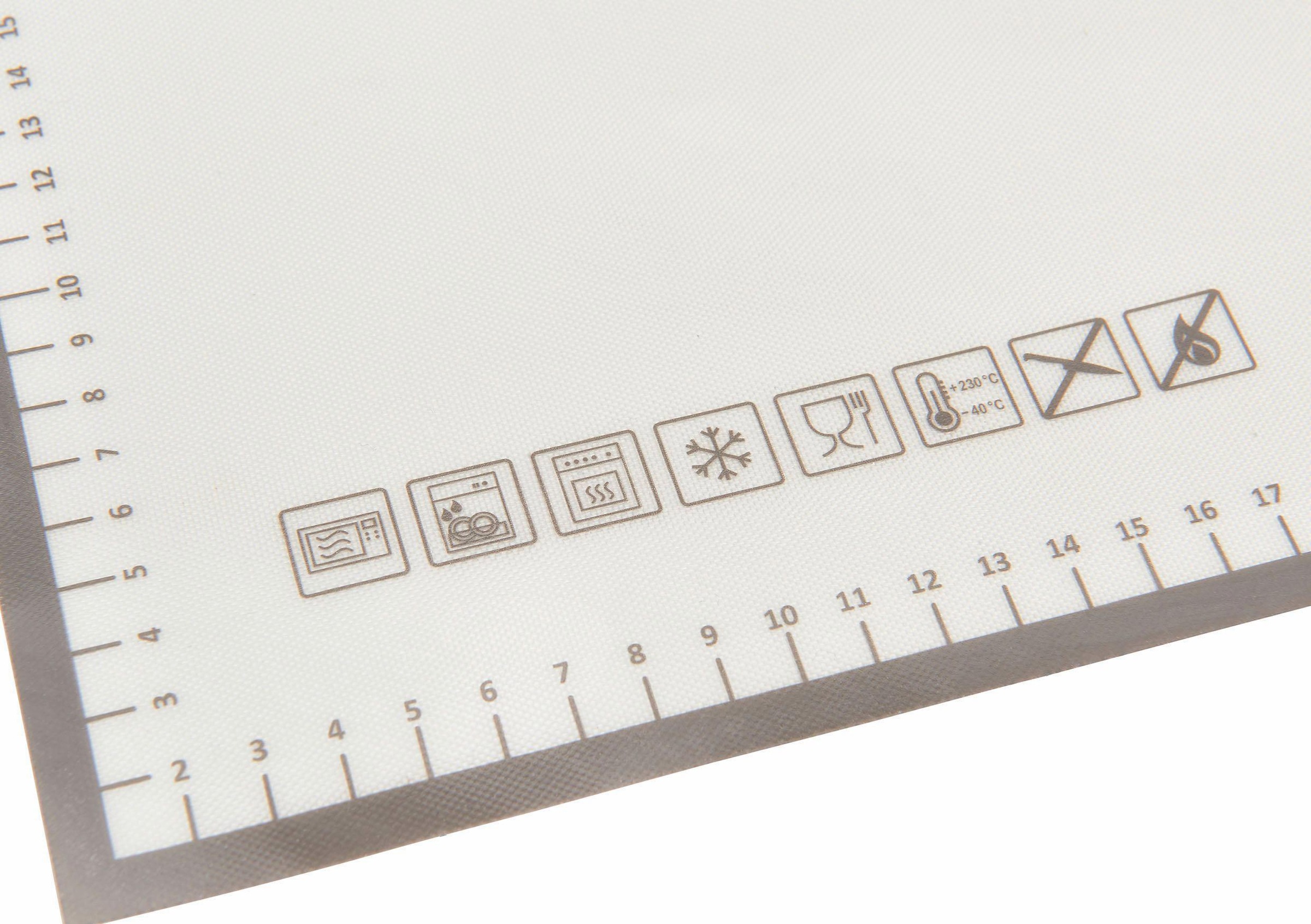 RÖSLE Backmatte, (1 tlg.), Arbeitsmatte mit Maßen, Silikon, hitzebeständig, spülmaschinengeeignet