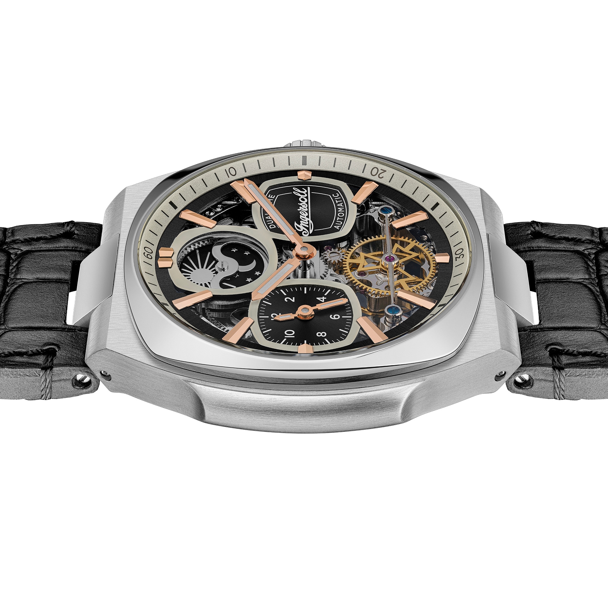Ingersoll Automatikuhr »The Spirit« Armbanduhr, Herrenuhr, Mechanische Uhr, Lederarmband, analog, Dualzeit