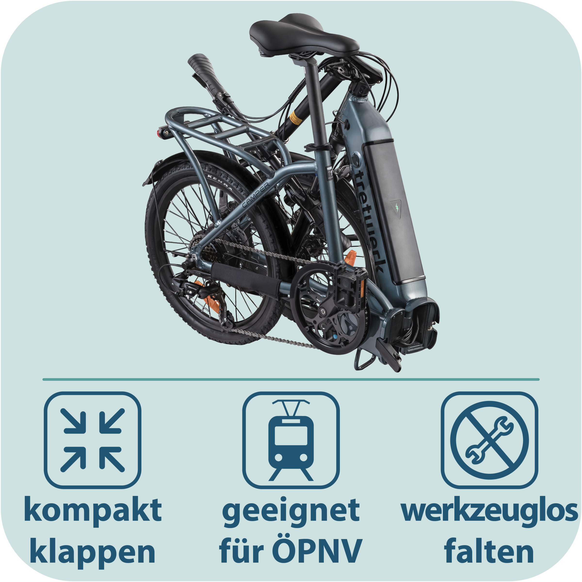 Tretwerk »Camper« 7 Gang Shimano Tourney TY300 Schaltwerk Kettenschaltung Heckmotor 250 W