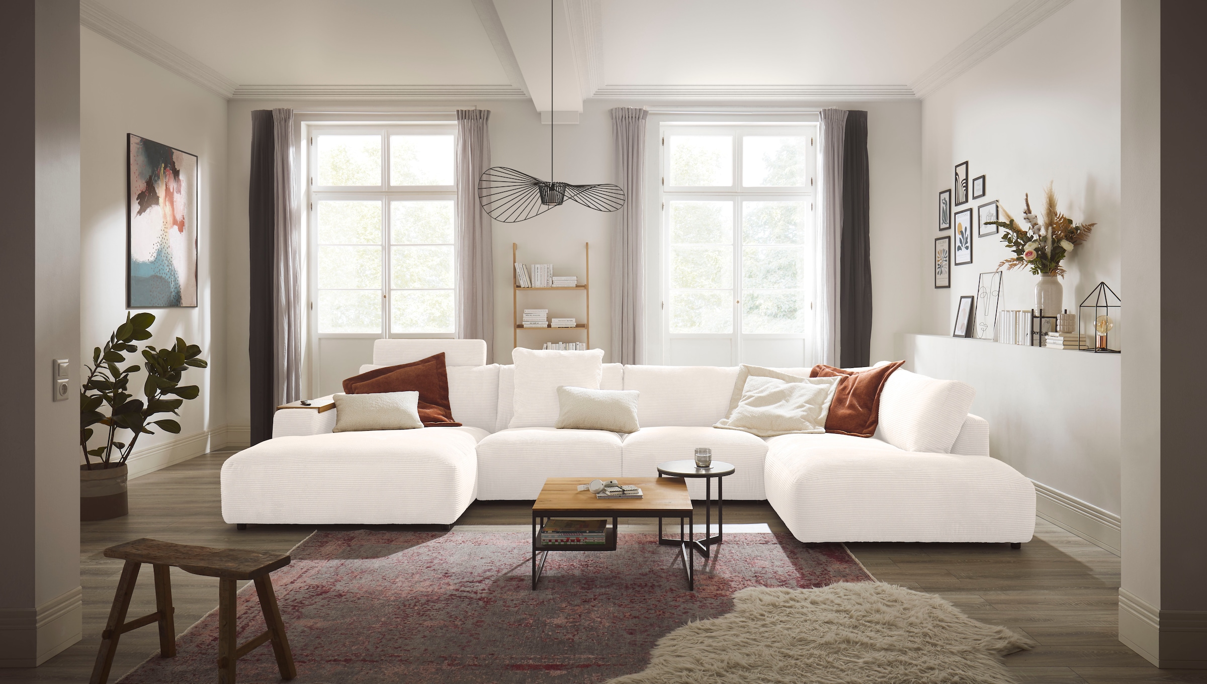 GALLERY M branded by Musterring Wohnlandschaft Lucia U-Form, Verschiedene Farben, Cord-Bezug, inkl.  Rückenkissen