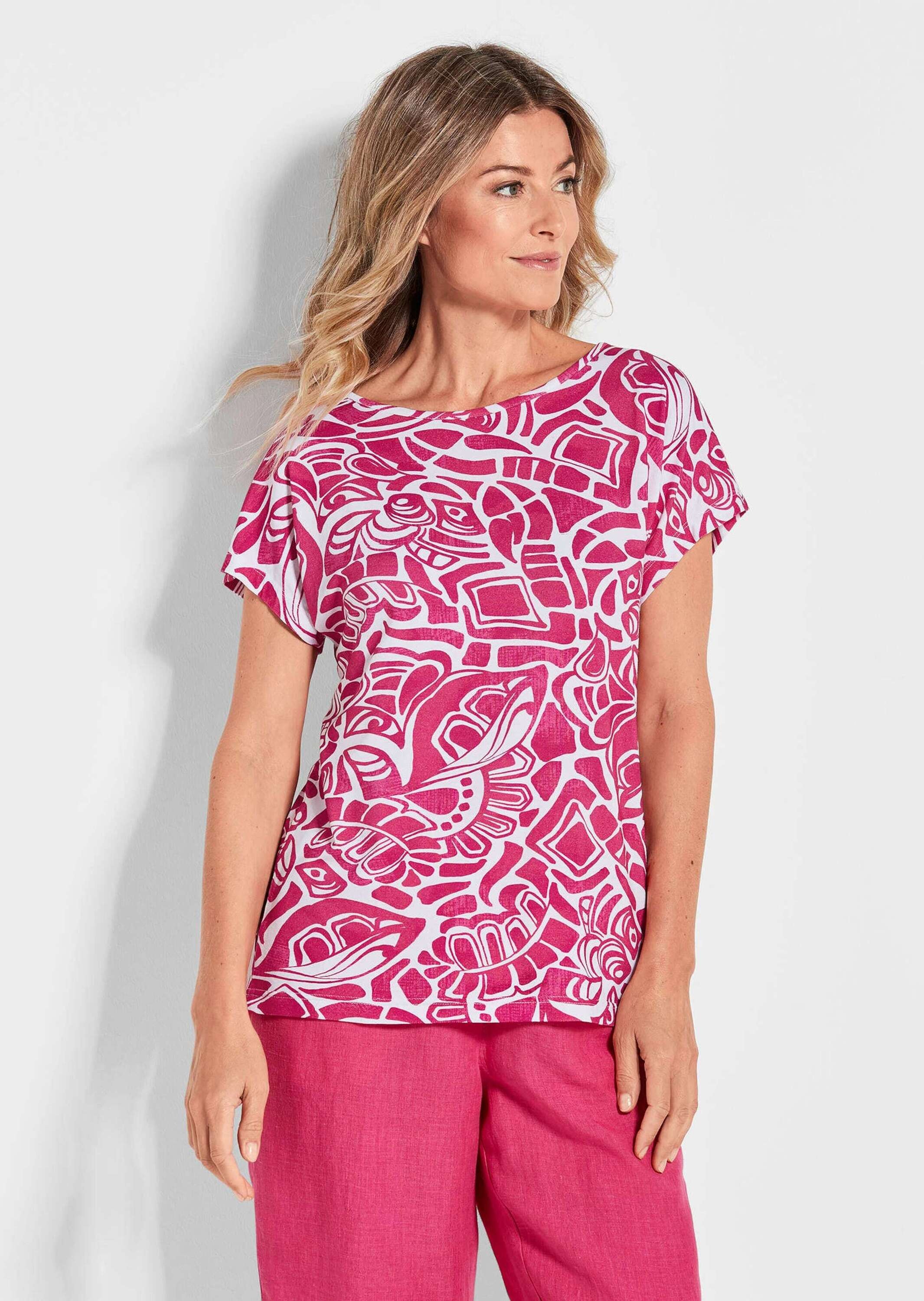 GOLDNER Print-Shirt »Damen Oberteil Ethnoprint Kurzarm«