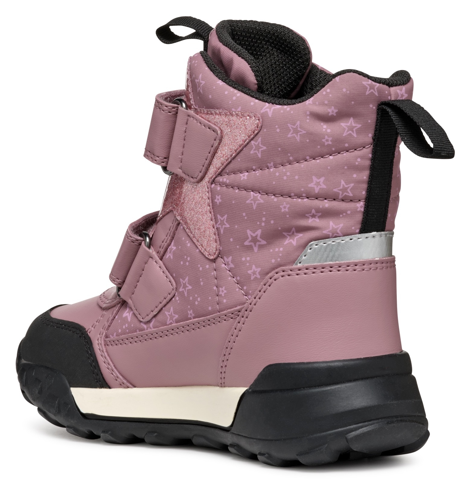 Geox Winterboots »J TREKKYUP GIRL B ABX«, Klettstiefel, Snowboots, Winterstiefel mit Metallic Look