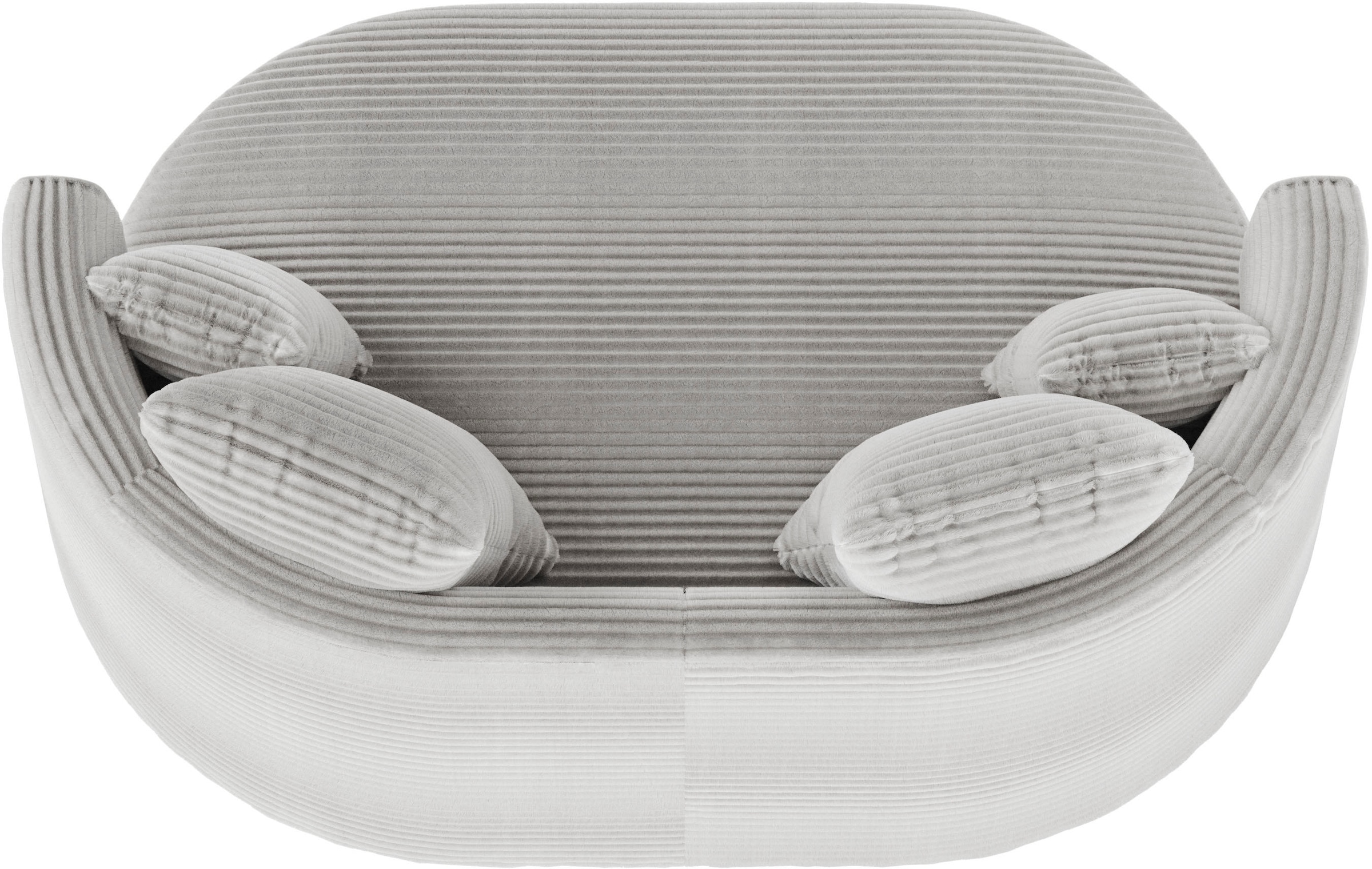 LeGer Home by Lena Gercke 2,5-Sitzer »ISALIE, rundes Loungesofa, mit Kissen, perfekt gepolstert«, moderne Stoffe, mit 4 Zierkissen, extra große Sitzfläche