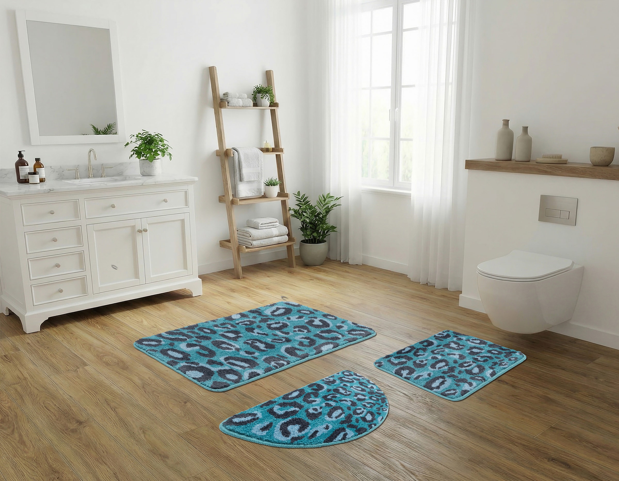 OTTO home Badematte »Regona Leo, Badvorleger, Badezimmer Teppich, Duschvorleger« Höhe 10 mm rutschhemmend beschichtet fußbodenheizungsgeeignet | schnell trocknend Leoparden-Muster, Animal Print, modern