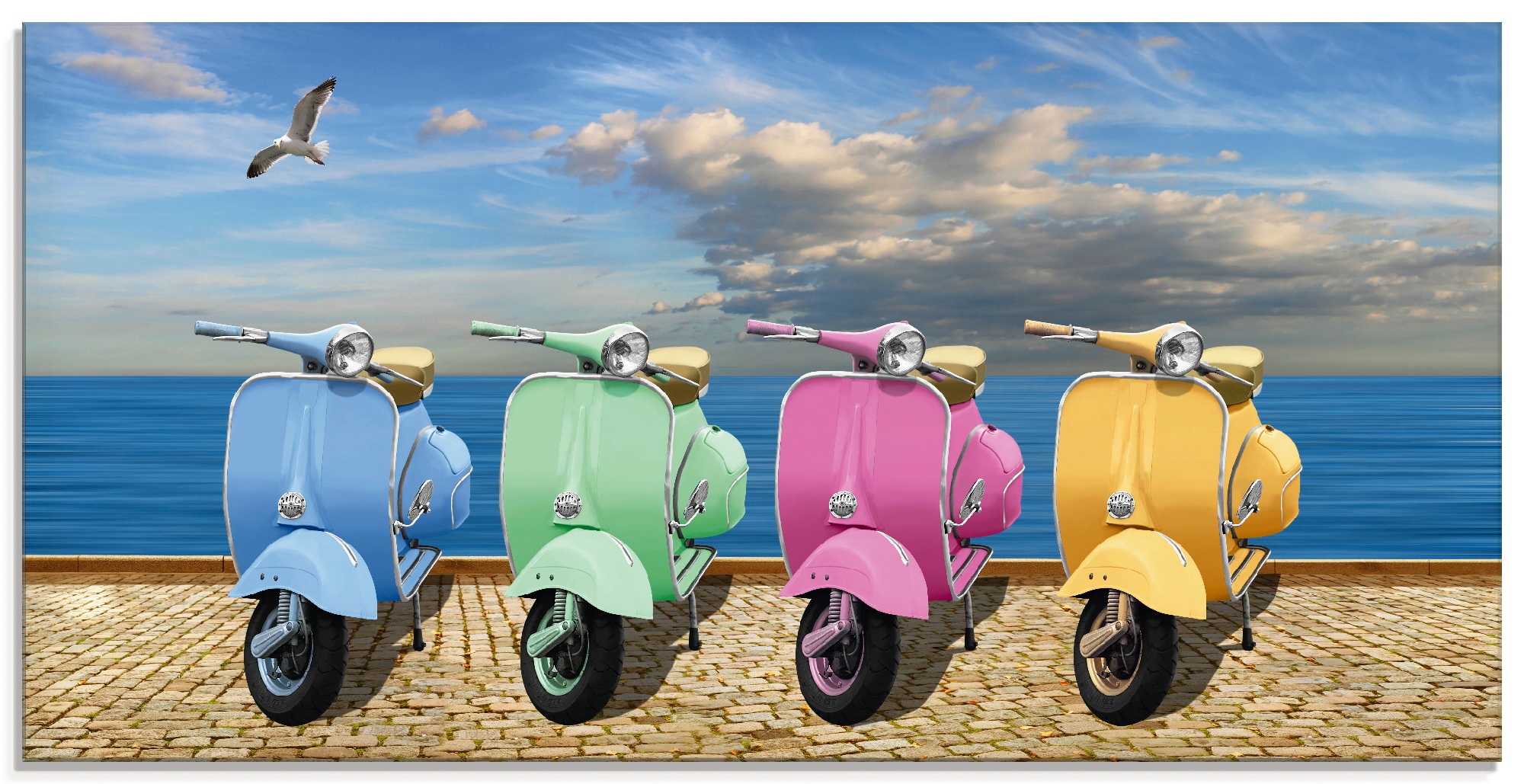 OTTO bunten (1 Größen Roller, St.), Farben«, Glasbild in Motorräder bei & in verschiedenen Artland »Vespa-Roller