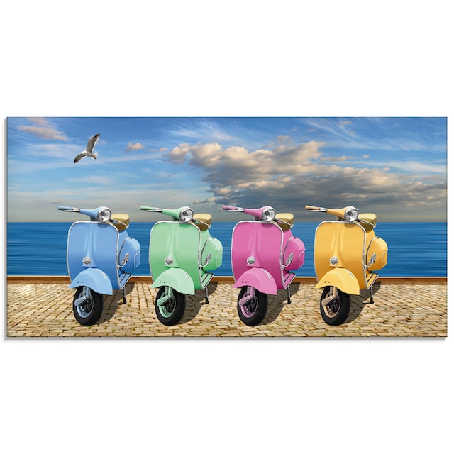 Artland Glasbild »Vespa-Roller in bunten Farben«, Motorräder & Roller, (1 St.),  in verschiedenen Größen bei OTTO