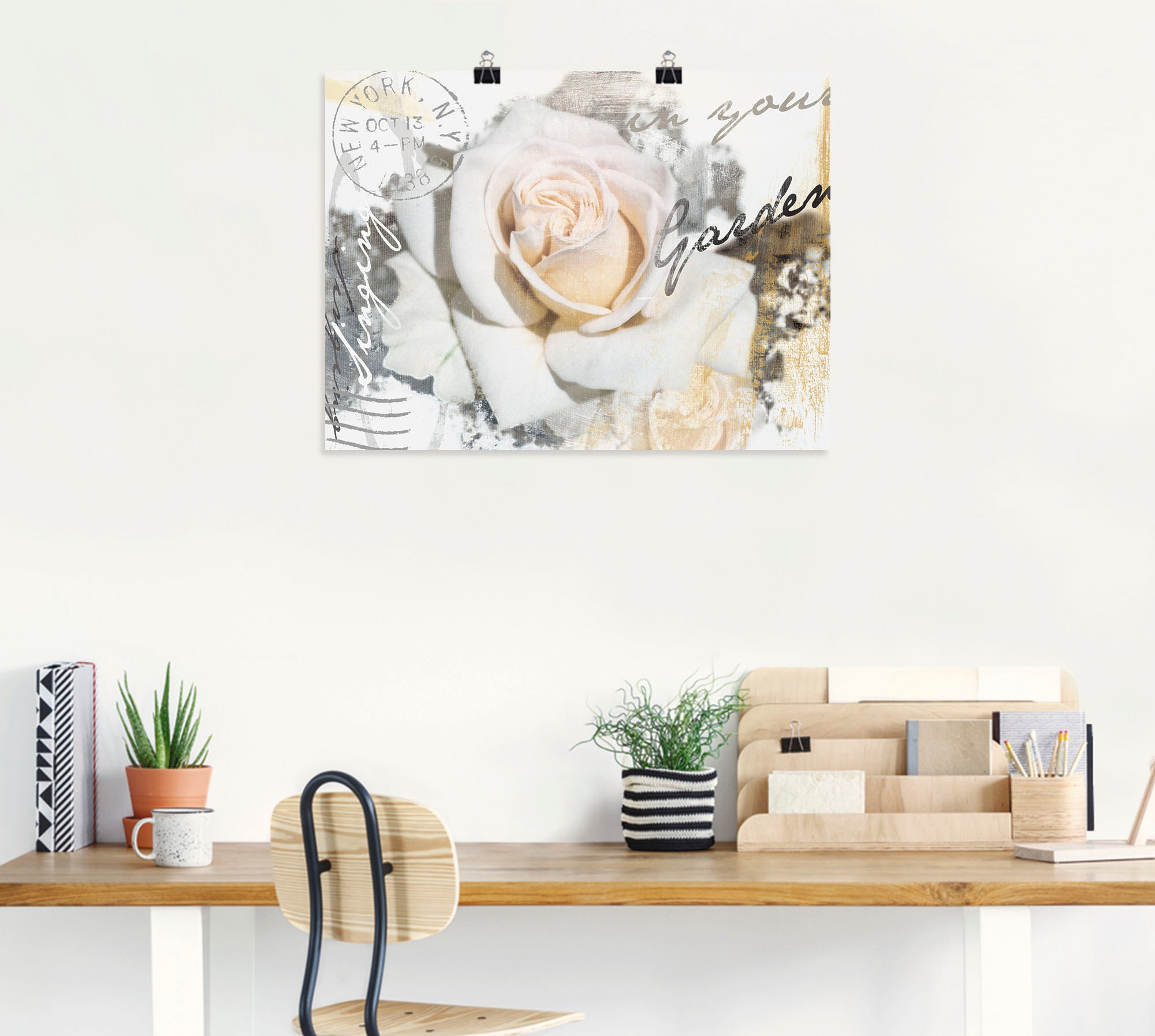 Artland Wandbild »In Buchstaben - Rose«, Blumen, (1 St.), als Leinwandbild, Poster, Wandaufkleber in verschied. Größen