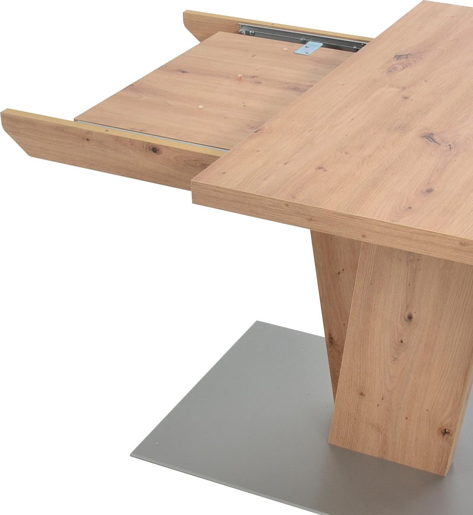 K+W Komfort & Wohnen Esstisch »Giacomo II«, Artisan Eiche Nachbildung, mit Schiebe-Ansteckplatte, Bodenplatte MDF