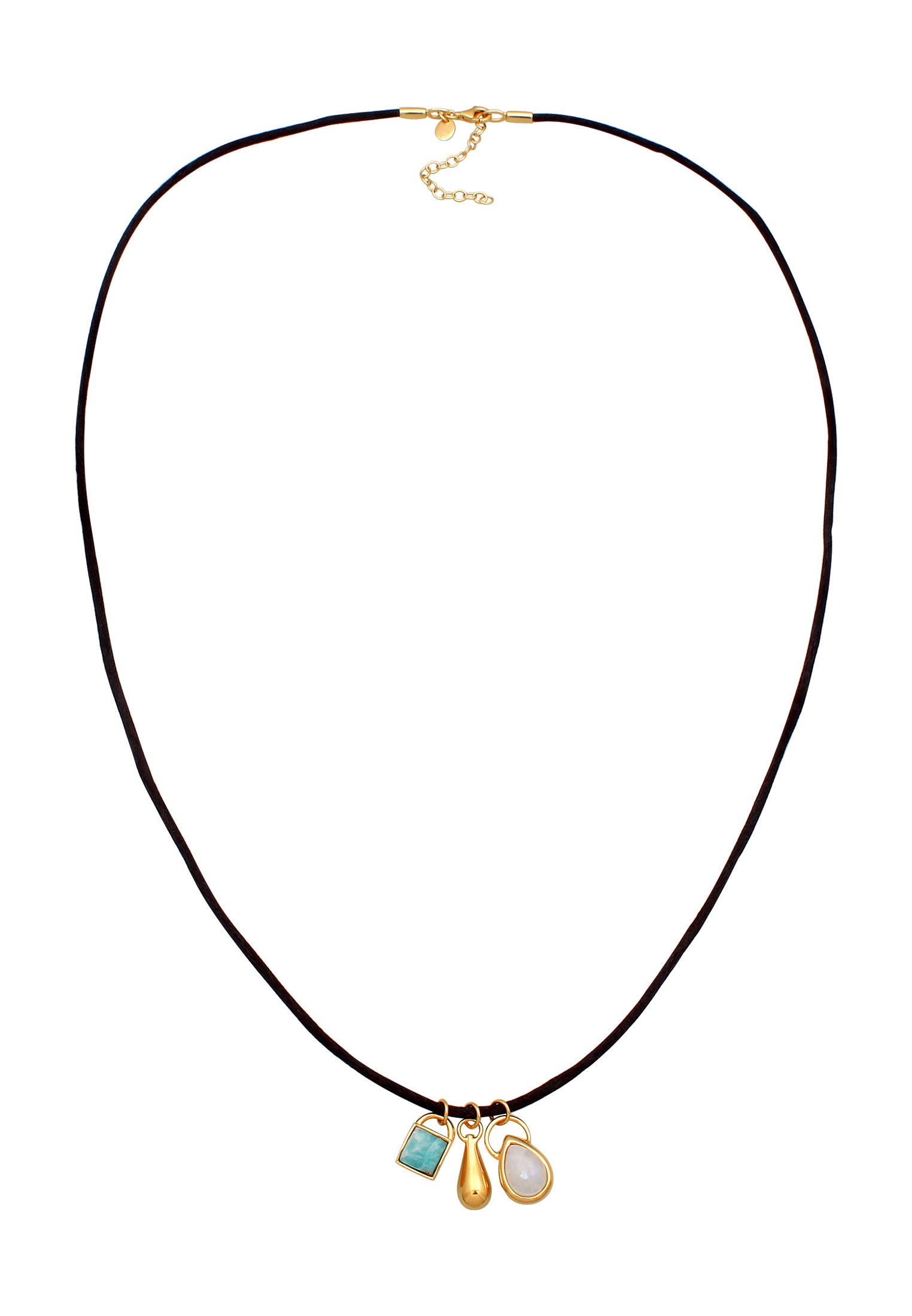 Elli Premium Kette ohne Anhänger »Halskette Satin Choker Amazonit Mondstein 925 Sterling Silber vergoldet«