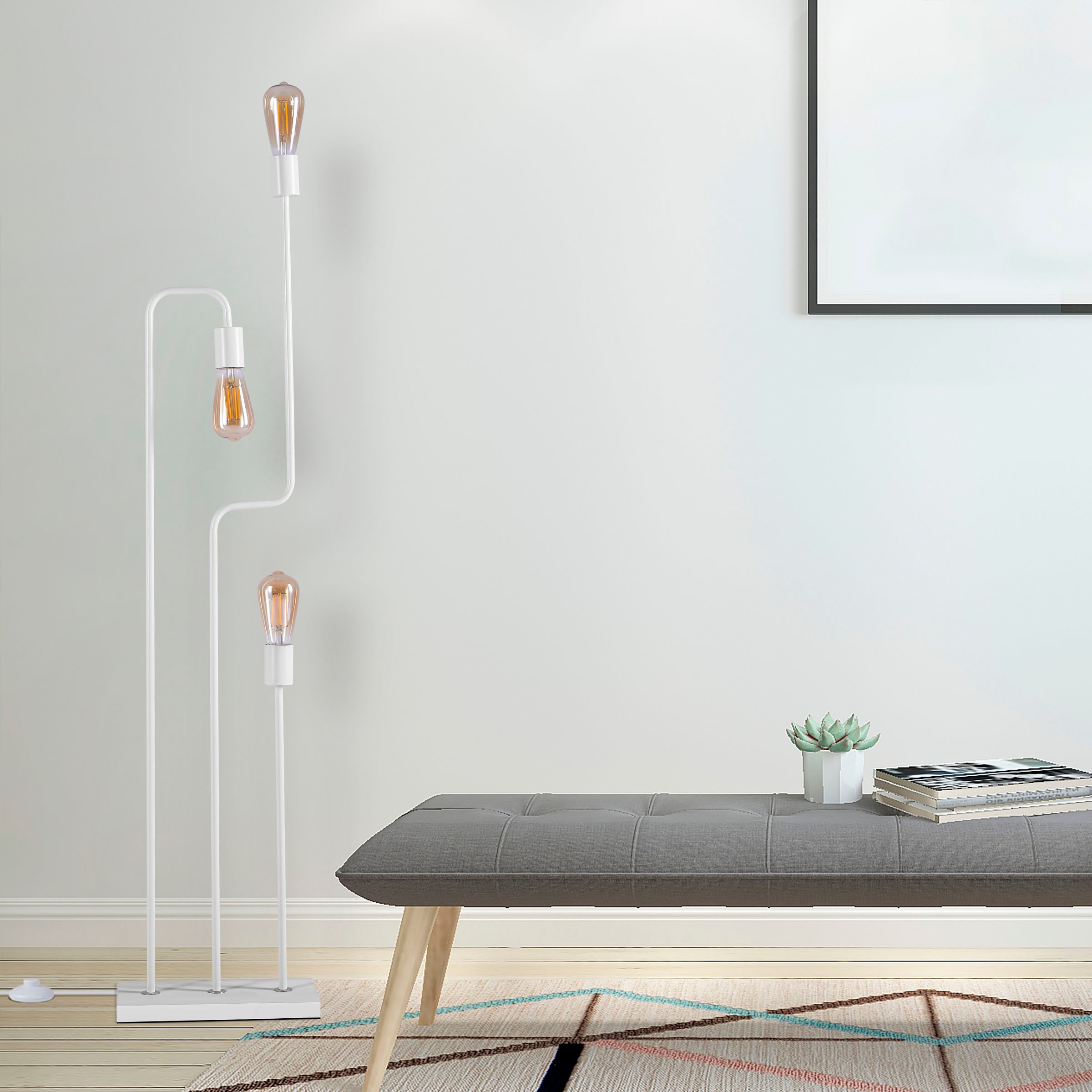 Paco Home Stehlampe »GERALT«, Leuchtmittel E27 | ohne Leuchtmittel, LED Stehlampe Wohnzimmer Schlafzimmer Esszimmer Büro Leselampe E27