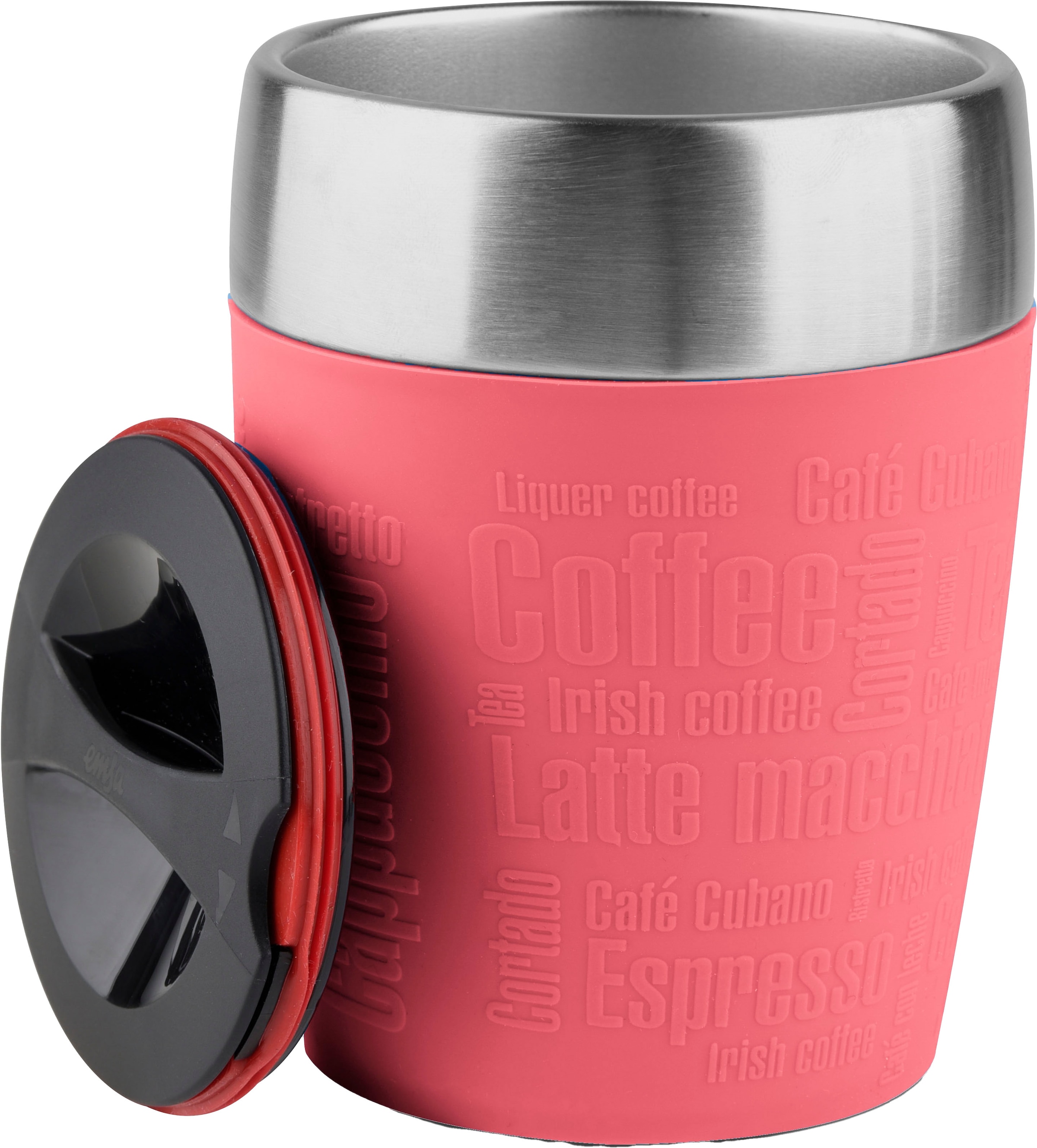 Emsa Thermobecher »Travel Cup«, (1 tlg.), 0,2 Liter, Edelstahl, Trink- und Eisbecher, gummierte Manschette