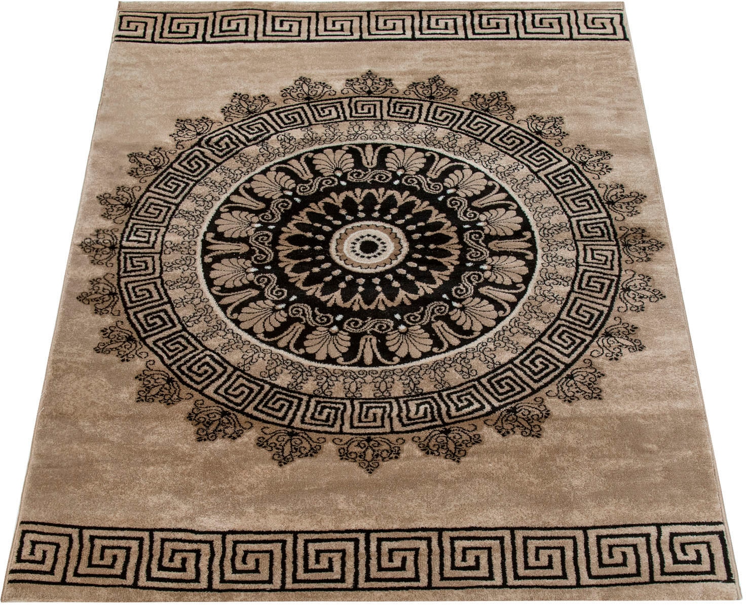 Paco Home Teppich »Tibesti 081«, rechteckig, 15 mm Höhe, Kurzflor, Mandala Muster in dezenten Farbtönen