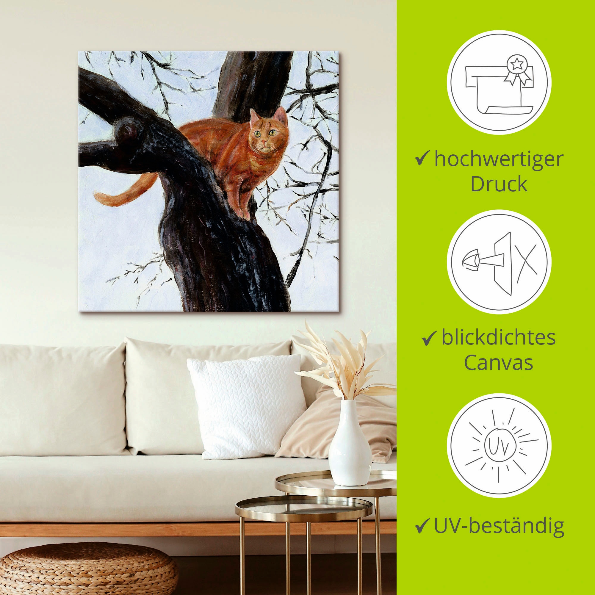 Artland Wandbild »Katze im Baum« Haustiere 1 Stk. tlg. als Leinwandbild, Poster in verschied. Größen