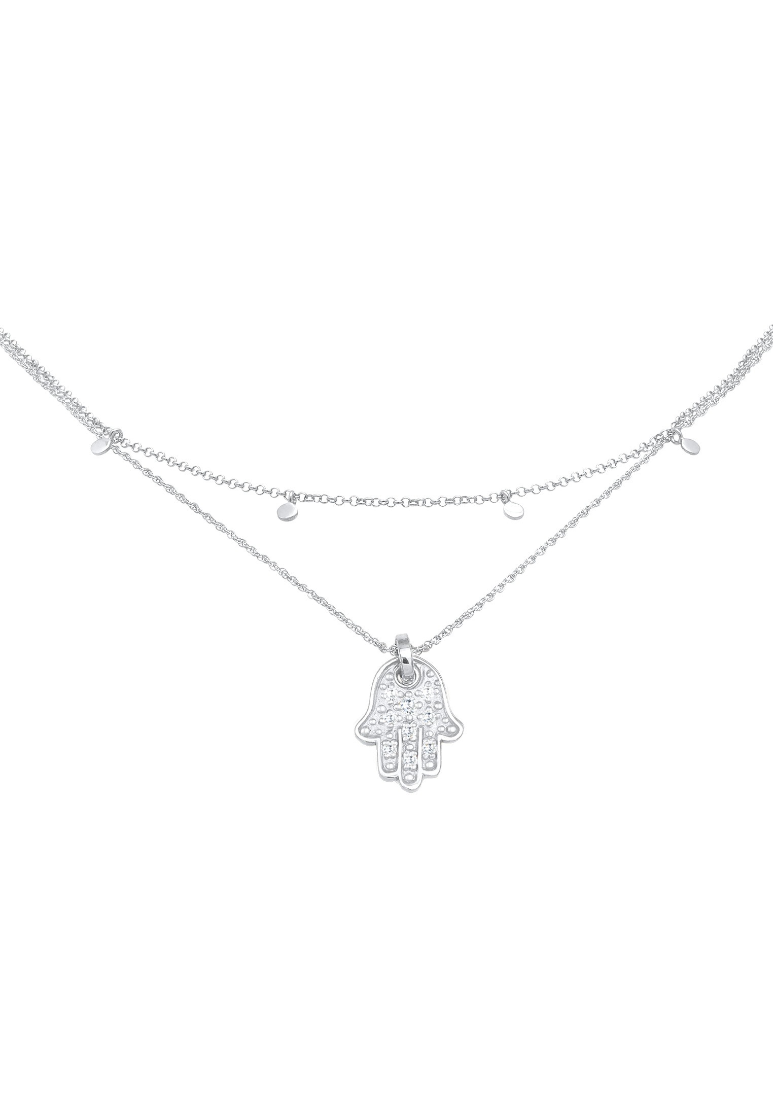Elli Choker »Halskette Choker Plättchen Fatimas Hand Zirkonia 925 Silber«