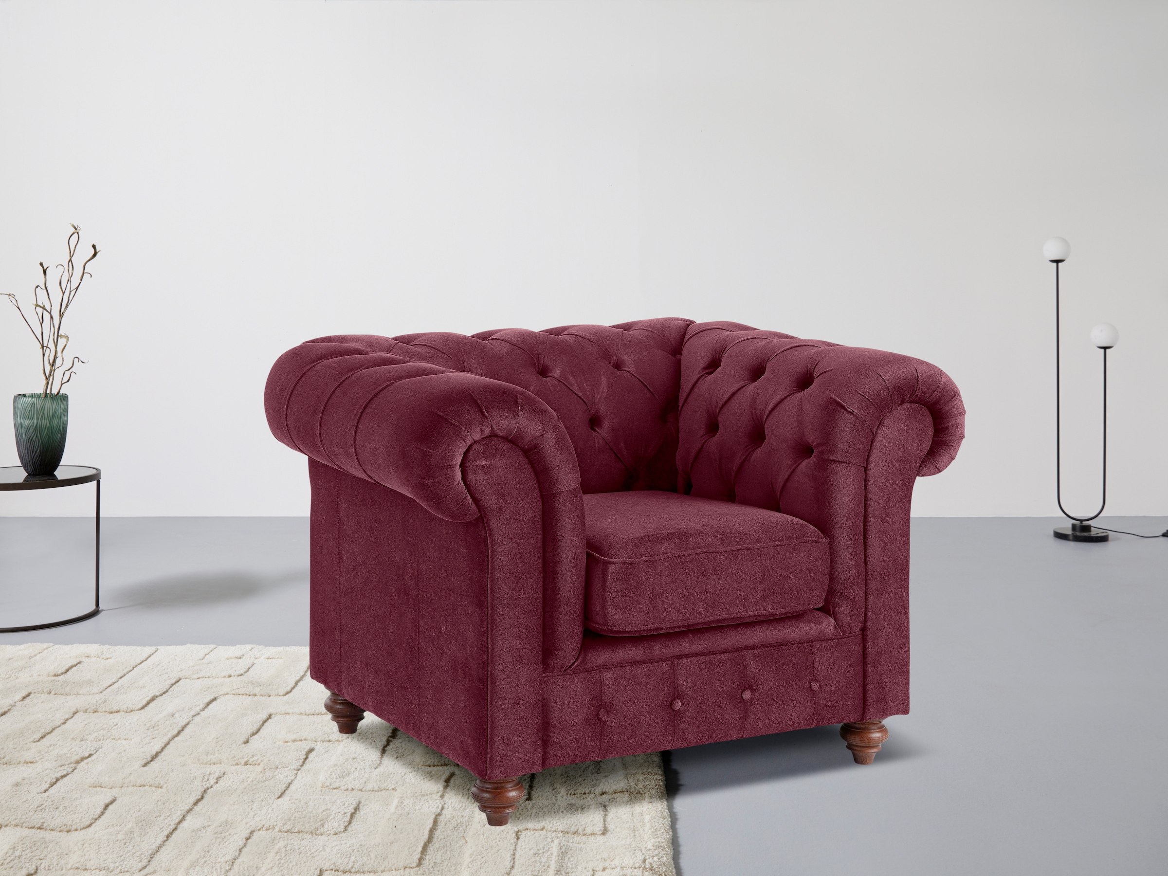 Home affaire Sessel »Chesterfield B/T/H: 105/69/74 cm«, mit hochwertiger Knopfheftung, auch in Leder