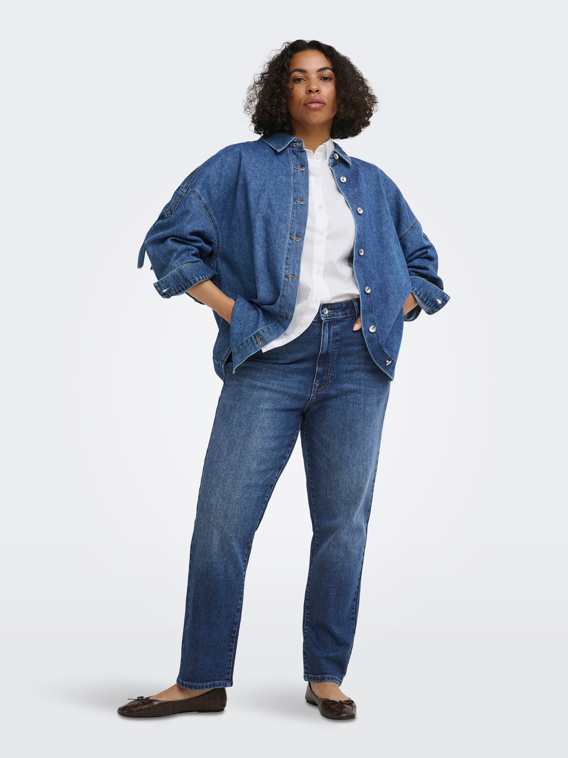 ONLY CARMAKOMA Straight-Jeans »CAREMILY STRETCH HW ST ANK DNM TAI440« Baumwollmischung, High Waist