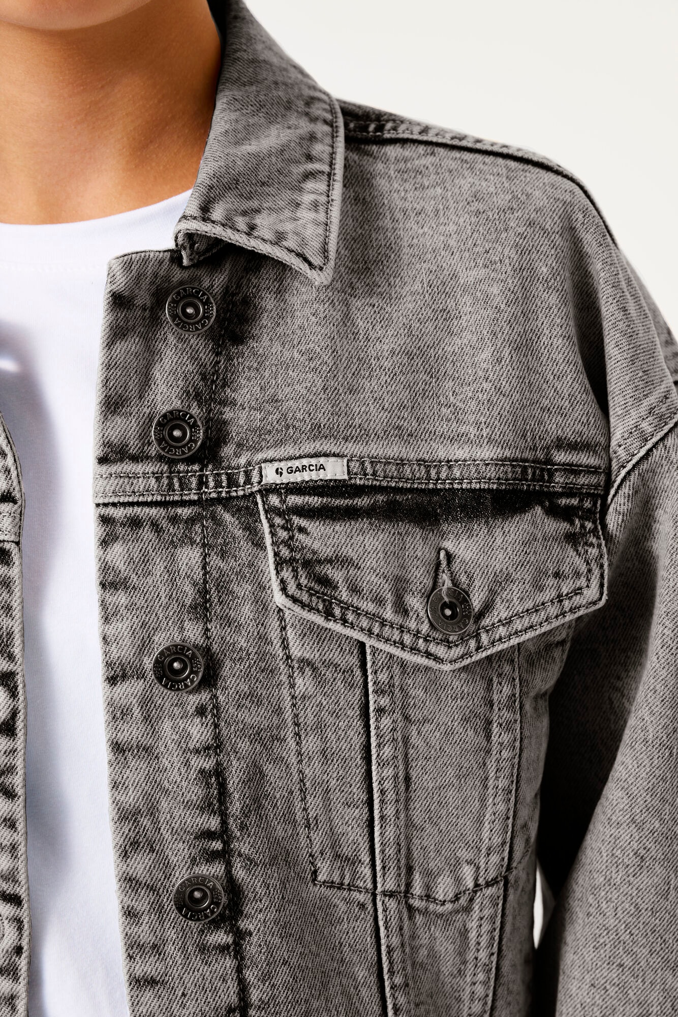 Garcia Jeansjacke, ohne Kapuze, mit Stretch und Knopfleiste