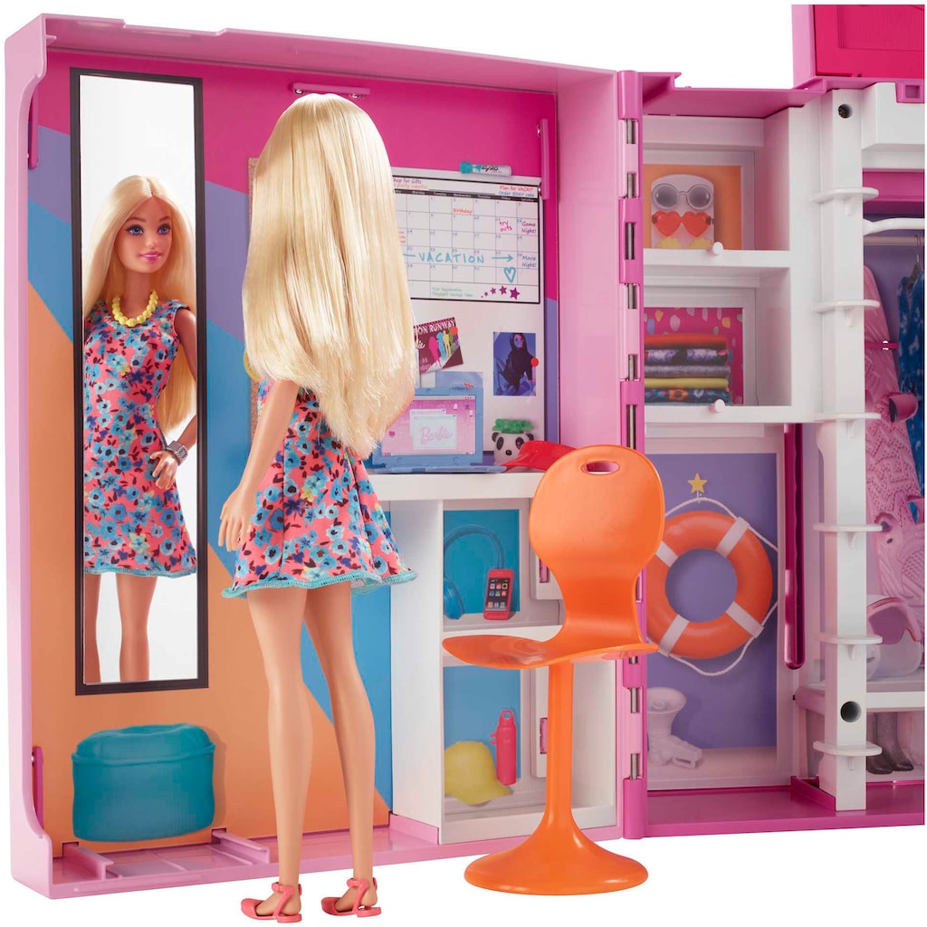 Barbie Puppenkleiderschrank »Traum-Kleiderschrank mit Puppe (blond), Zubehör & Kleidung«