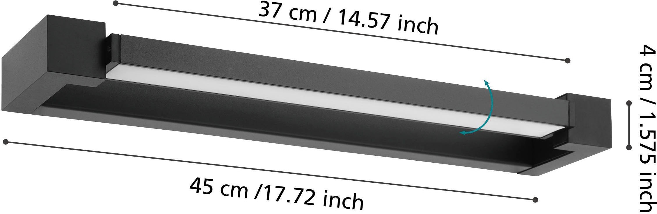 EGLO Spiegelleuchte »Gemiliana Spiegellampe, Wandleuchte aus Metall, IP44, Badezimmerlampe« LED-Modul 1 Stk. Neutralweiß Wand-/Deckenleuchte - L45 x H4 x AL10 cm - schwarz - 8,9W inkl.