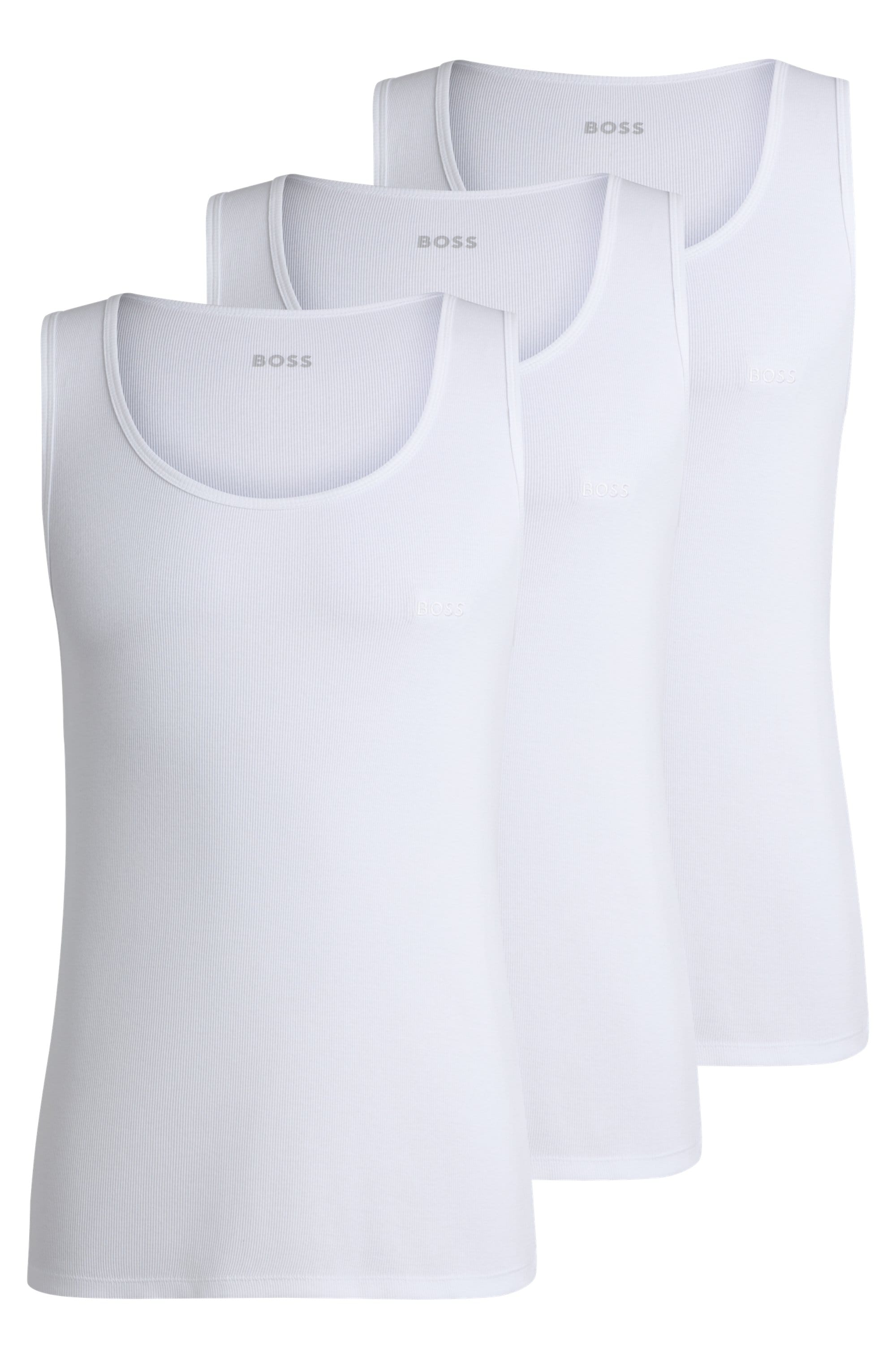 BOSS Tanktop »3P RibClassic BOSS ONE x David Beckham«, Ton in Ton Stickerei auf der Brust