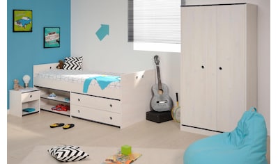 Jugendzimmer-Set »Smoozy«, (Set, 3 St., Stauraumbett, Nachttisch und Kleiderschrank)