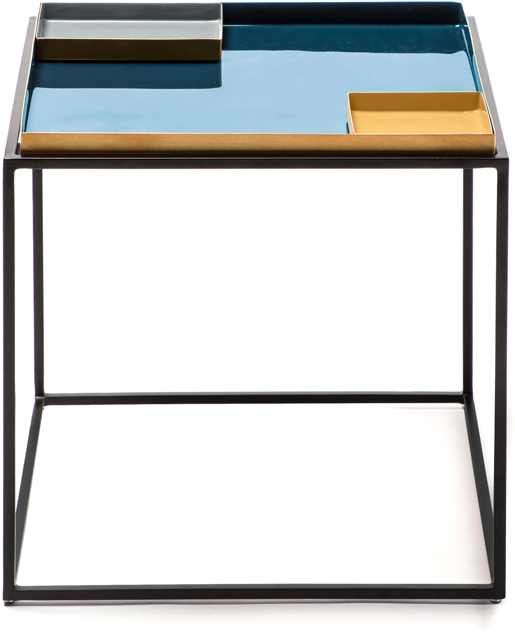 Kayoom Beistelltisch »Famosa, Metall-Beistelltisch in quadratischer Form«, (1 St.), Bunter Tisch, Schalenmaße: 11 x 11 x 2 / 15,8 x 11 x 2 cm