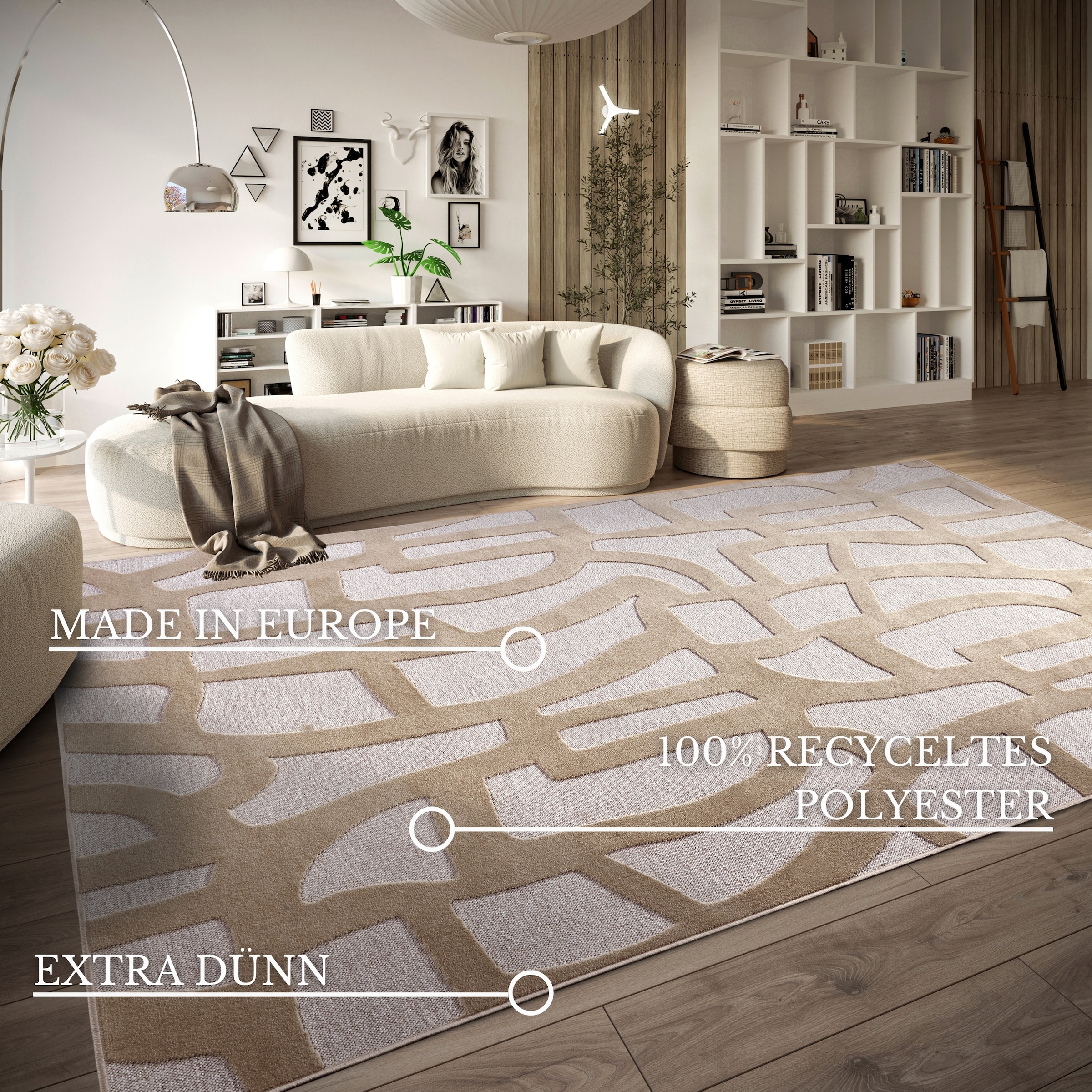 Villeroy & Boch Teppich »Therese«, rechteckig, 5,5 mm Höhe, Wohnzimmer, Schlafzimmer, Modern, Hoch-Tief Effekt, Flur