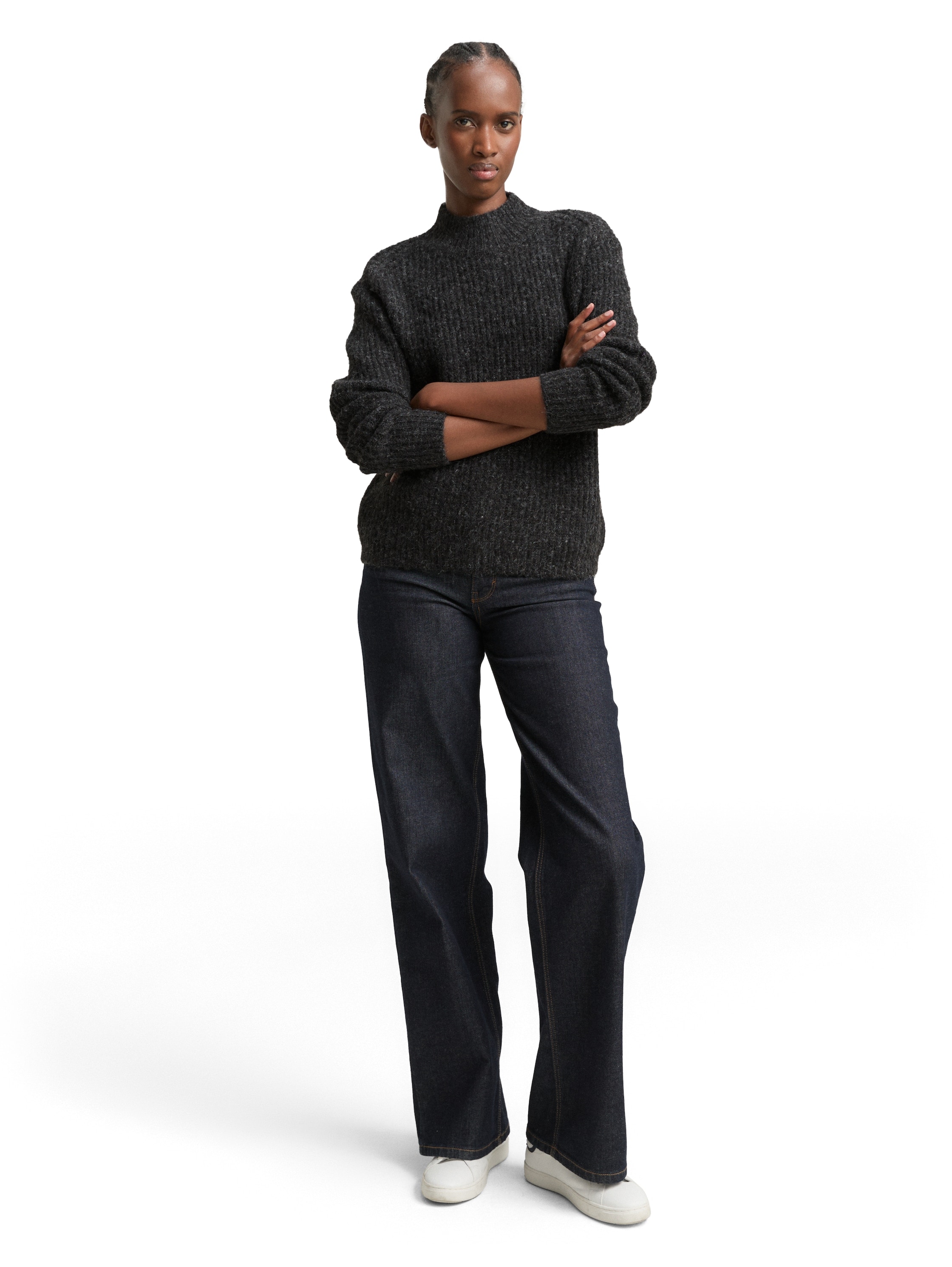 TOM TAILOR Denim Strickpullover mit Stehkragen