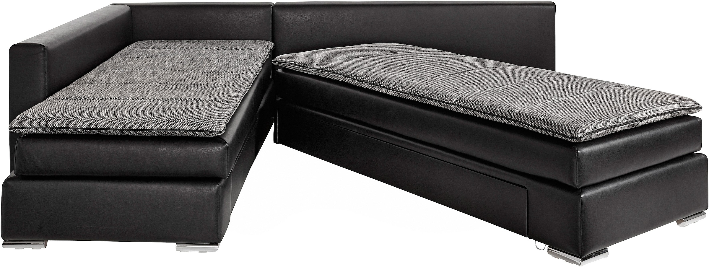 INOSIGN Ecksofa »Boxspringbett Night & Day L-Form mit Dauer-Schlaffunktion o. Armlehnen«, mit Boxspring-Bettfunktion 164x200 cm und Bettkasten, Dauerschläfer!
