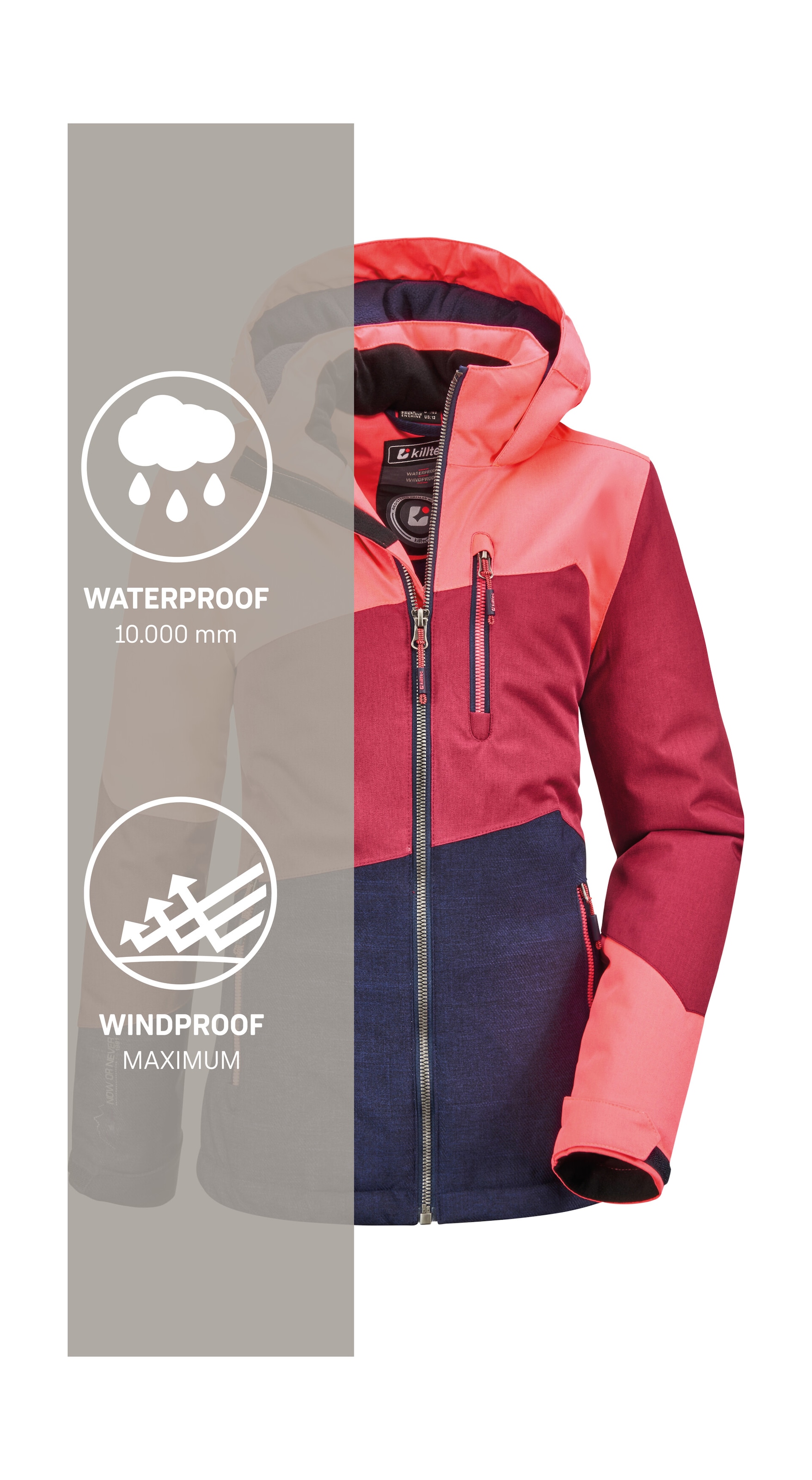 Killtec Outdoorjacke »Lynge GRLS JCKT B«, Wasserdichte Winterjacke mit Kapuze, Fleece, verstellbaren Ärmeln