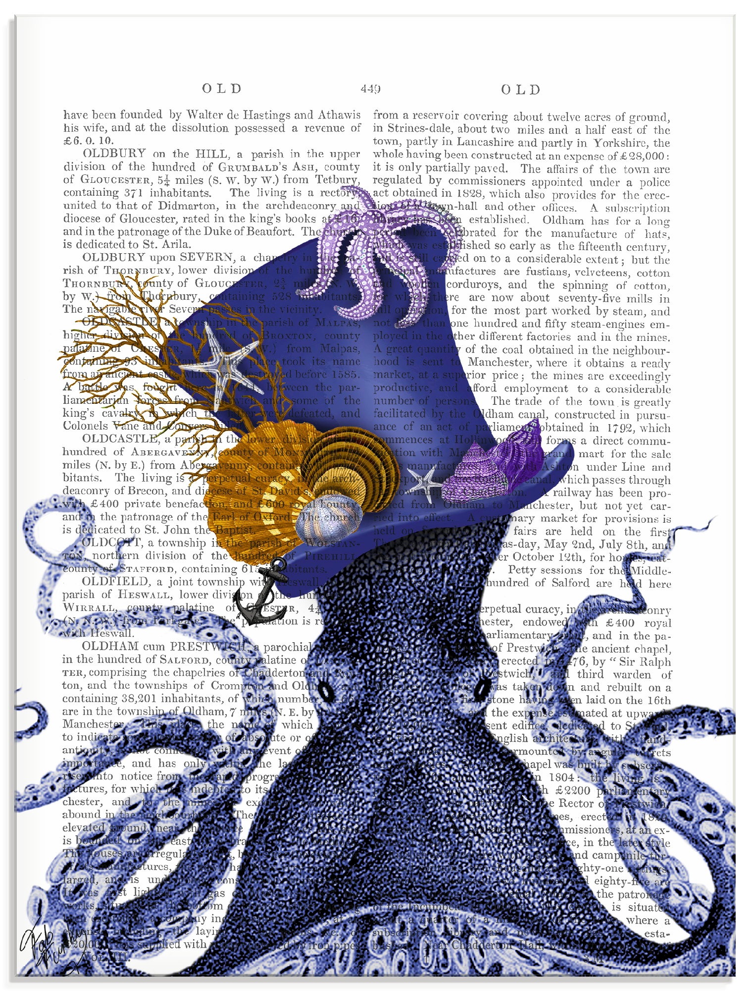 Artland Glasbild »Oktopus mit Hut«, Wassertiere, (1 St.)