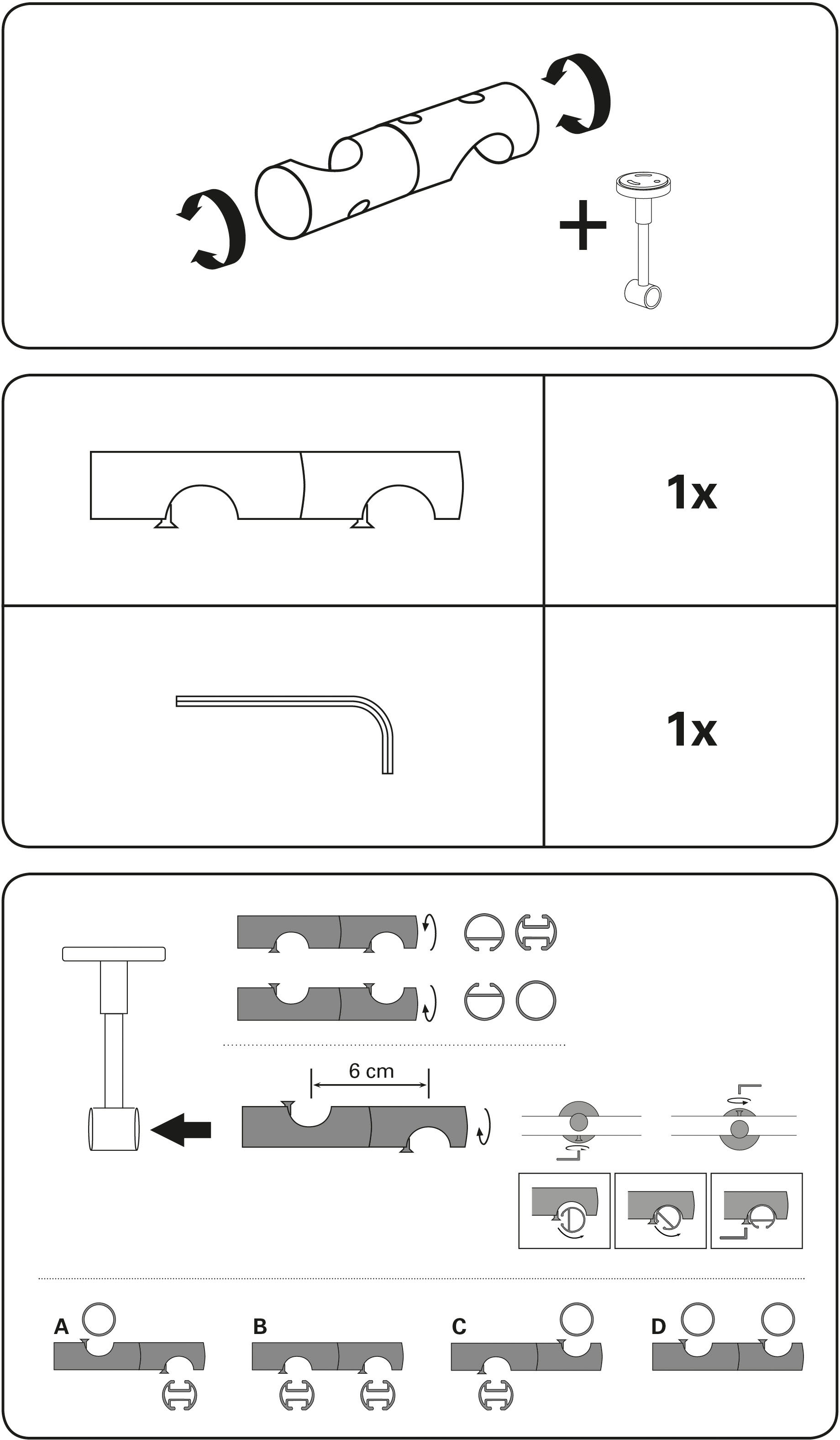 GARDINIA Deckenträger Adapter »Verbindungselement für Gardinenstangen«, (1 St.), Serie Einzelprogramm Chicago Ø 20 mm