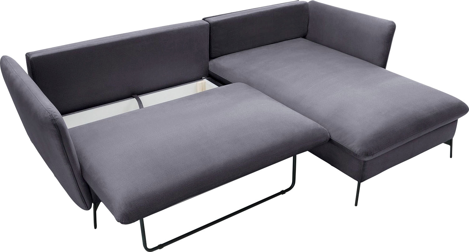 andas Ecksofa »LIVORNO,258 cm, L-Form,«, Schlaffunktion u. Bettkasten (139/224cm), Samt, Struktur, Webstoff