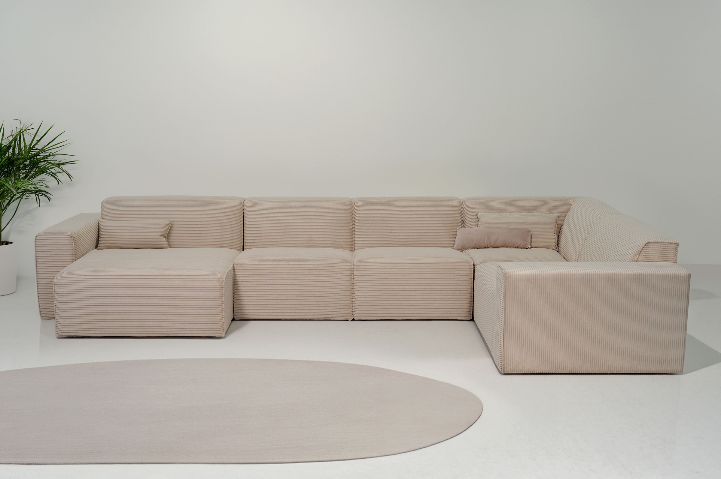 OTTO home Wohnlandschaft »Clayton Breite 371 cm, U-Form« in einem trendigen Cord-Bezug, verschiedene Kombinationen verfügbar