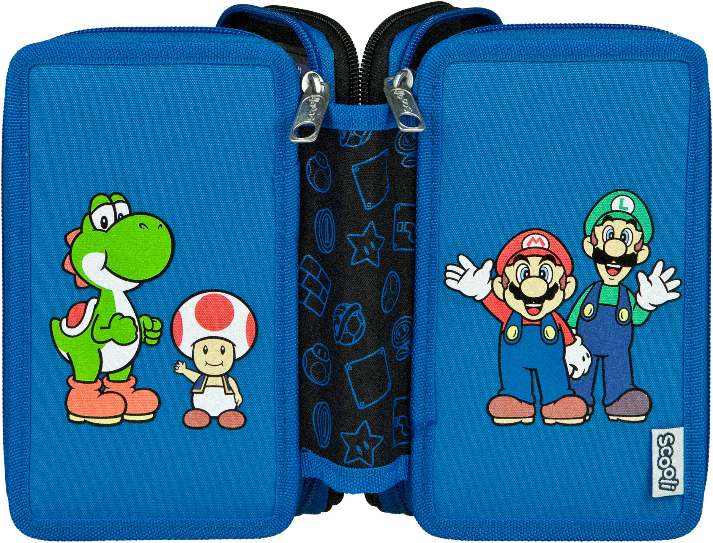 Scooli Federmäppchen »Tripledecker, Super Mario«, befüllt, inklusive Geodreieck