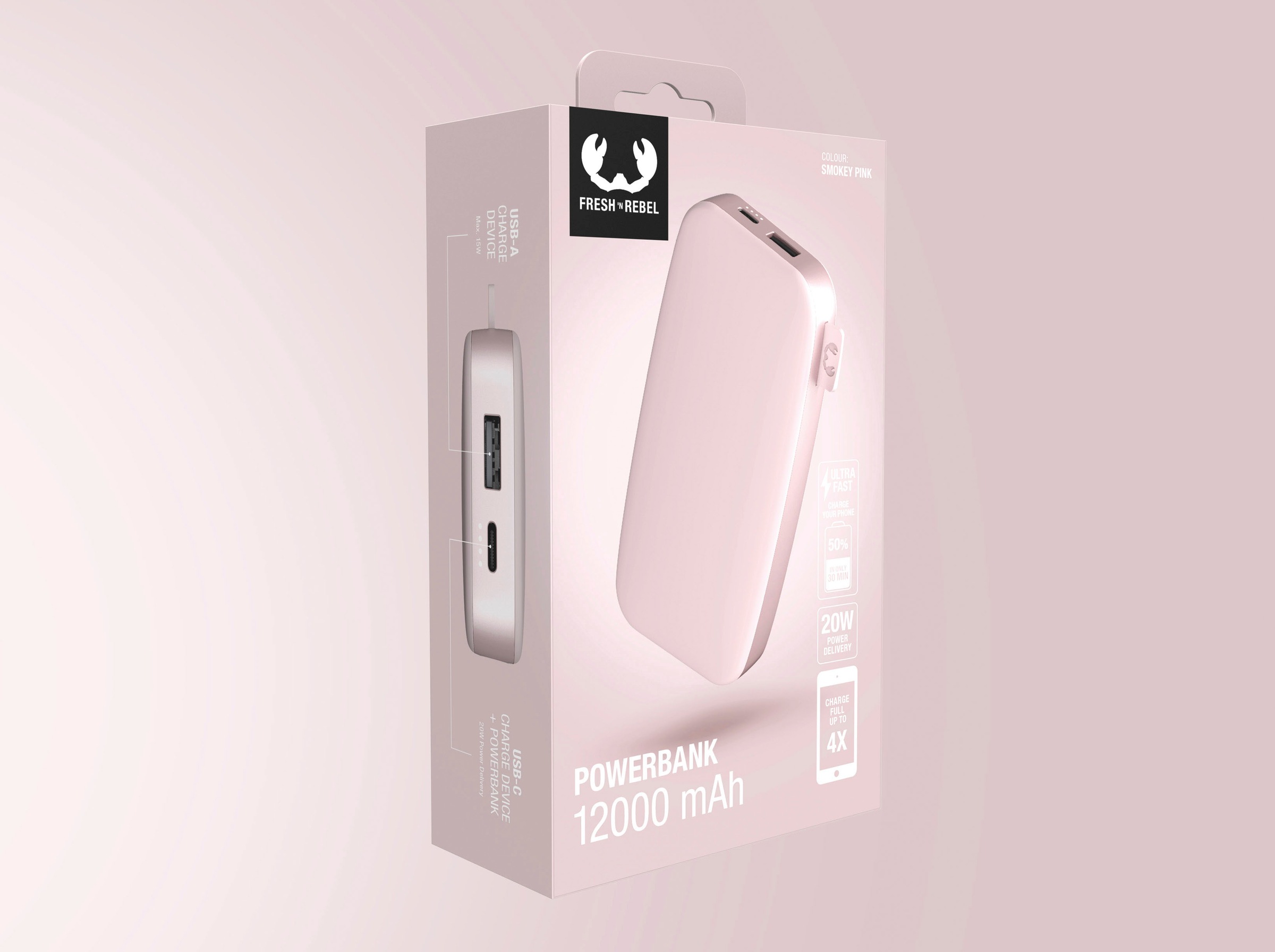 Fresh´n Rebel Powerbank »Power Pack 12000mAh mit USB-C, Ultra Fast Charge & 20W PD«