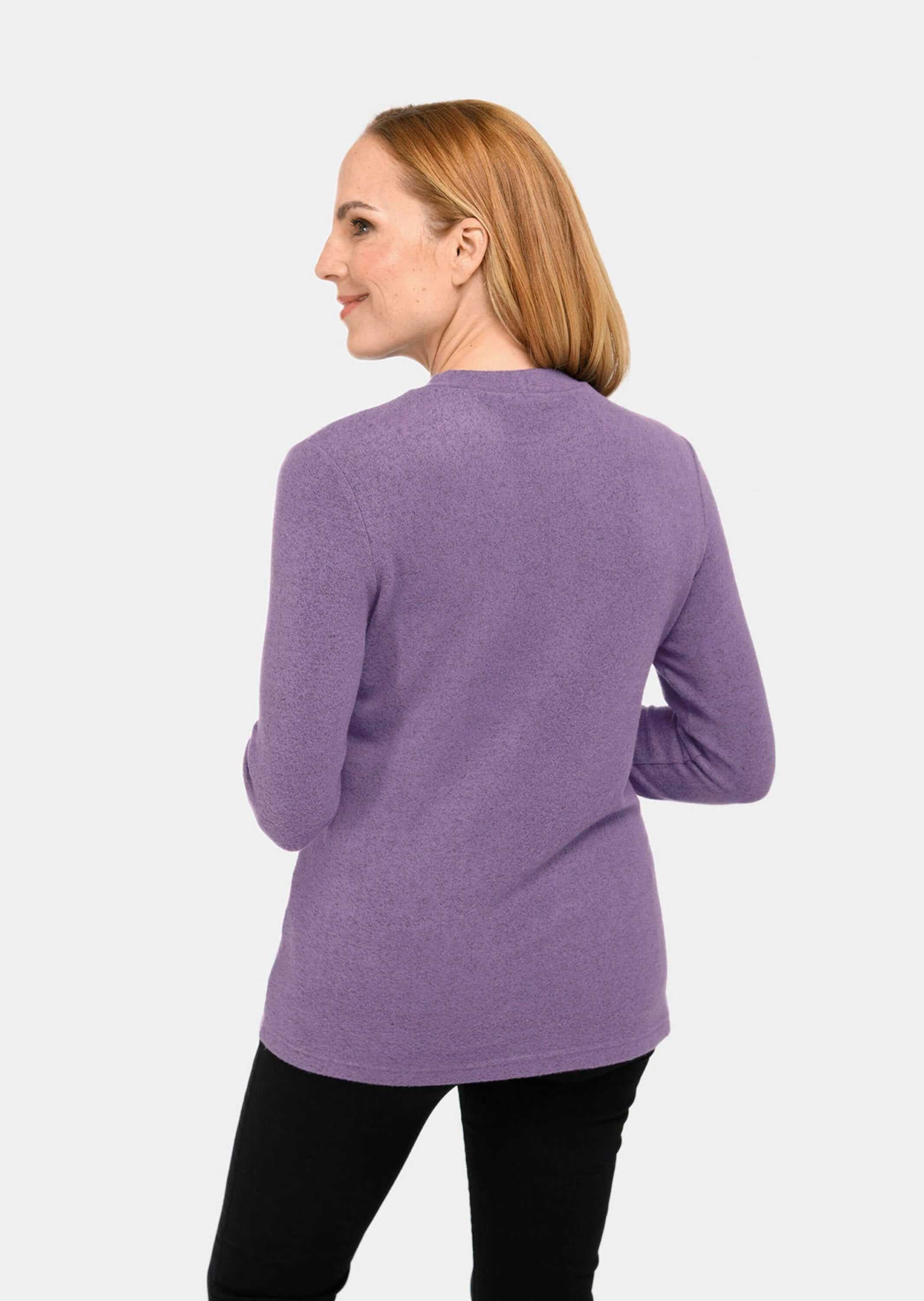 GOLDNER Longpullover »Kurzgröße Angenehm weiches Shirt mit Glitzersteinen«