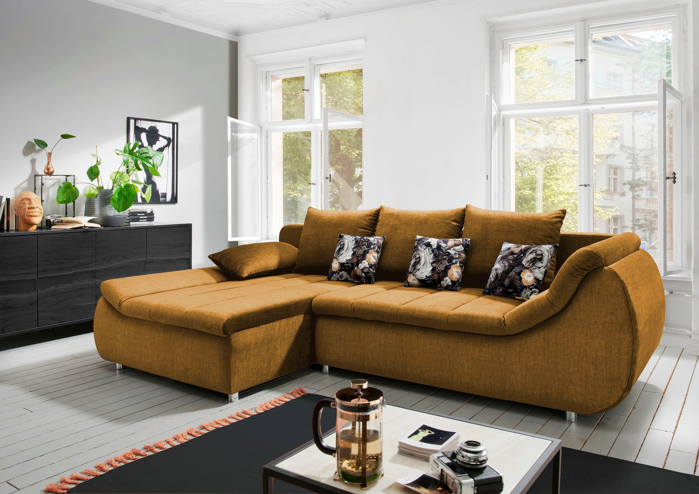 INOSIGN Ecksofa »Imola elegant und modern, aktuelle Steppung im Sitz, bequem, L-Form«, auch mit Bettfunktion und Bettkasten