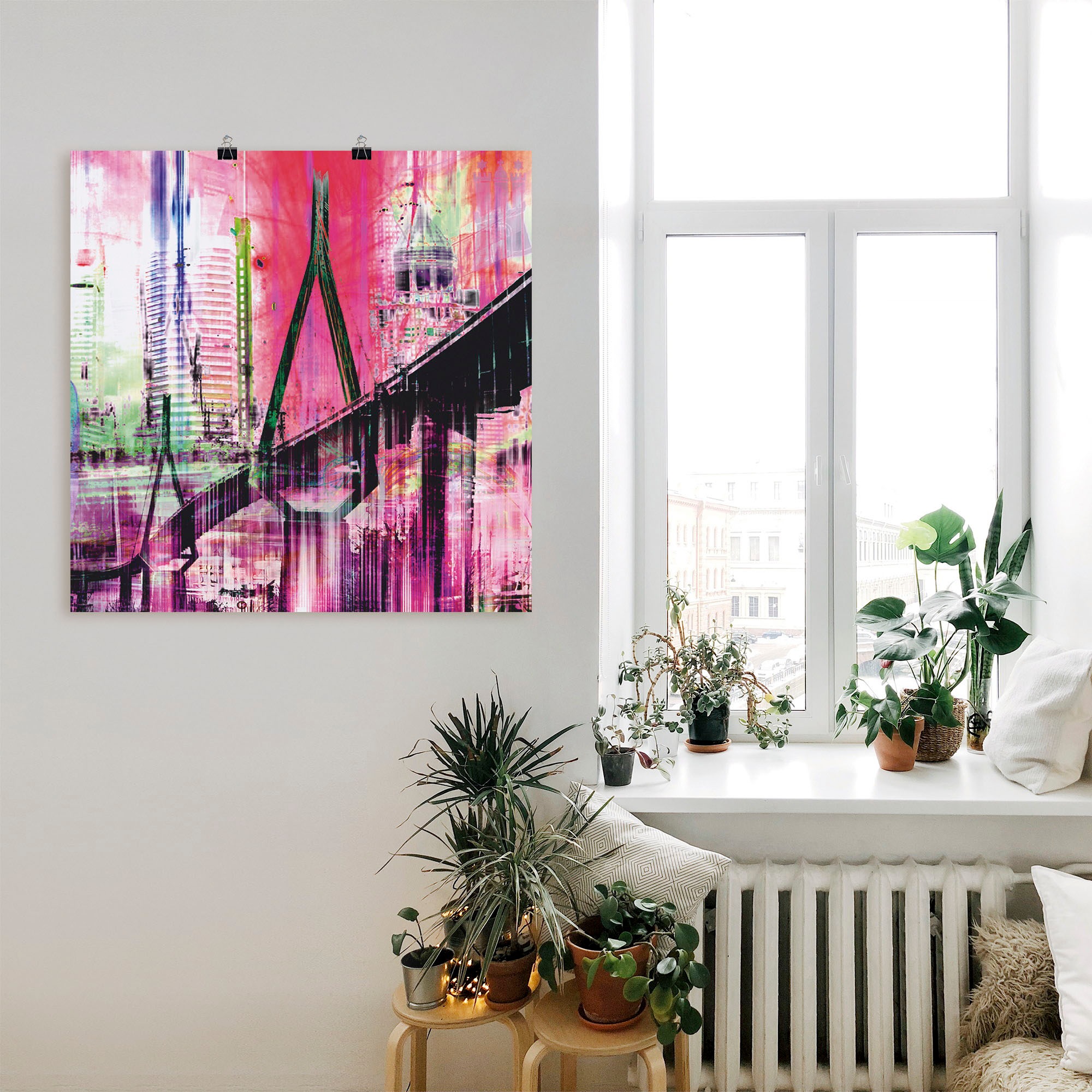 Artland Wandbild »Hamburg Skyline Collage IV«, Deutschland, (1 St.), als Leinwandbild, Wandaufkleber oder Poster in versch. Größen