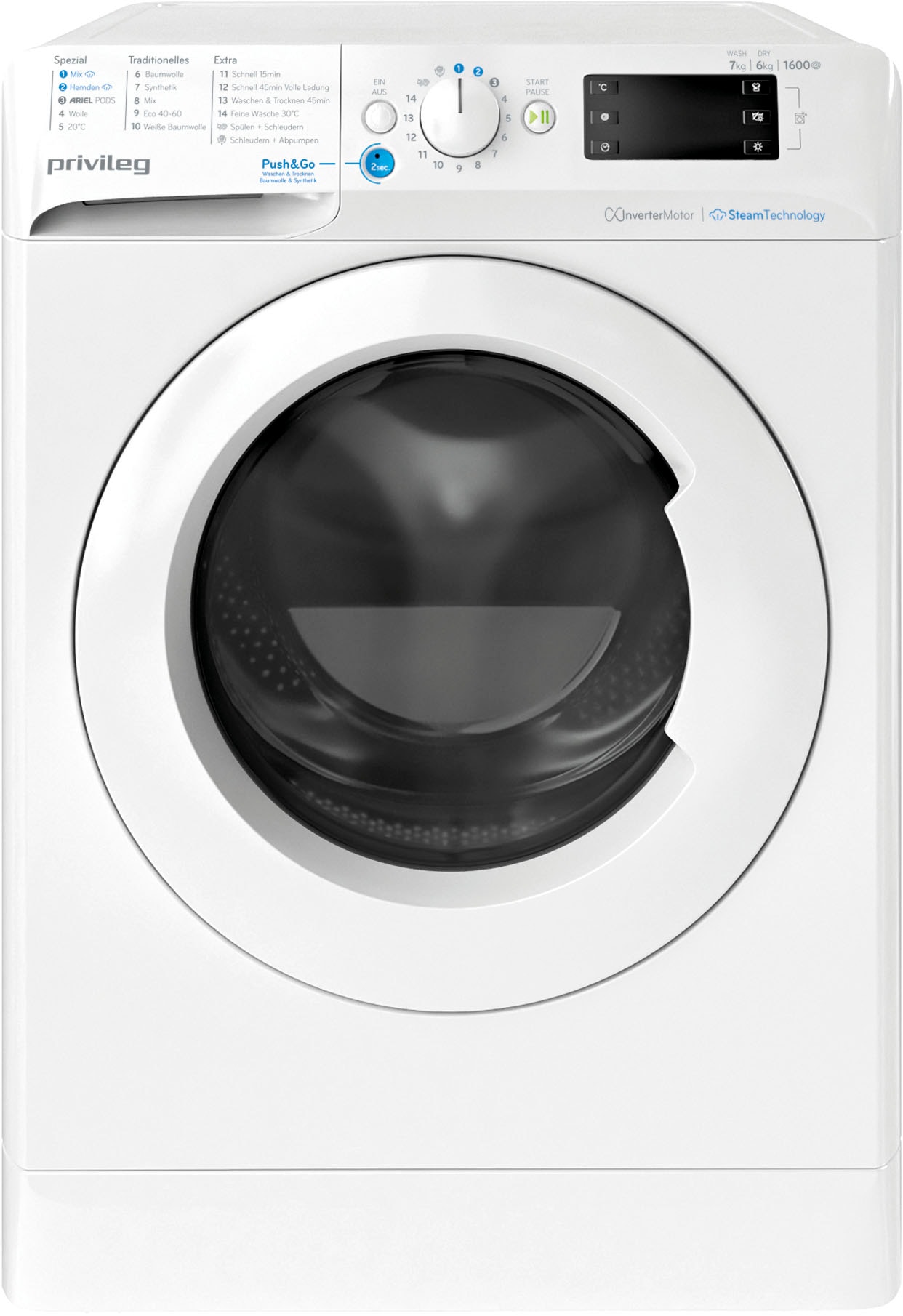Waschtrockner »PWWTV X 76G6 DEN«, Push&Go mit Steam-Technologie