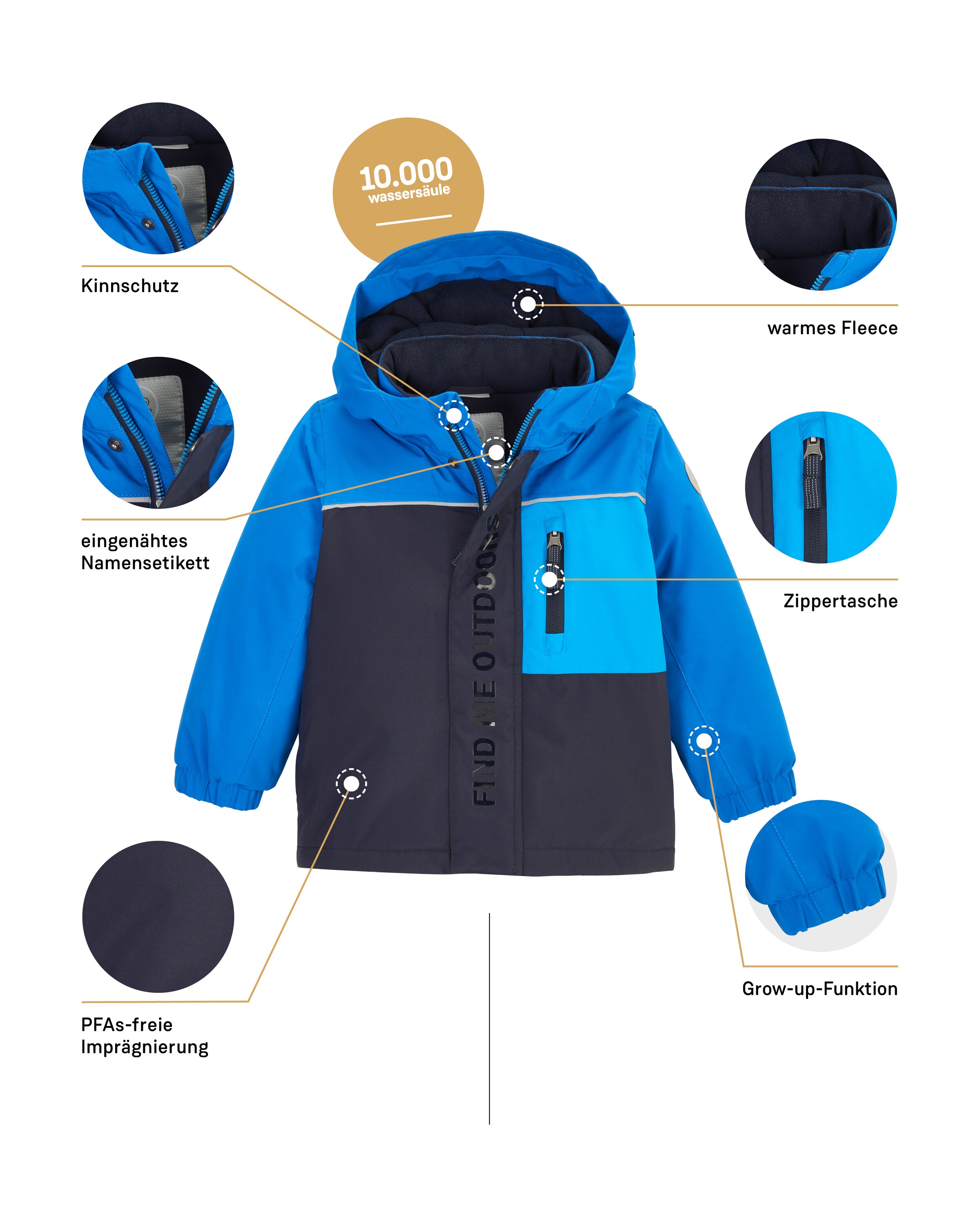 first instinct by killtec Funktionsjacke »FIOW 22 MNS JCKT«, Wasserdichte Winterjacke mit Grow-Up-Funktion, reflektierendes Design