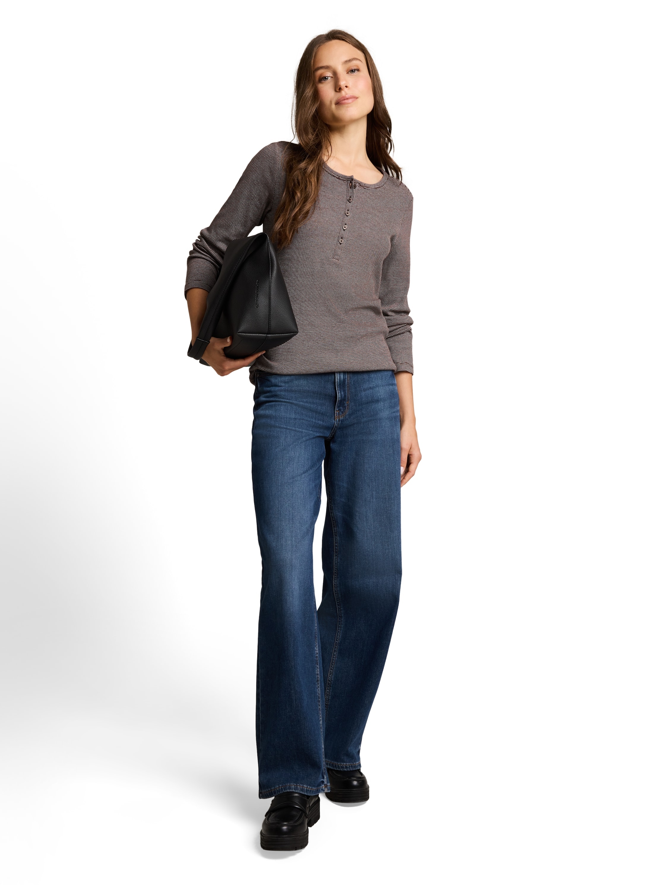 TOM TAILOR Langarmshirt mit feinen Streifen und Rundhals