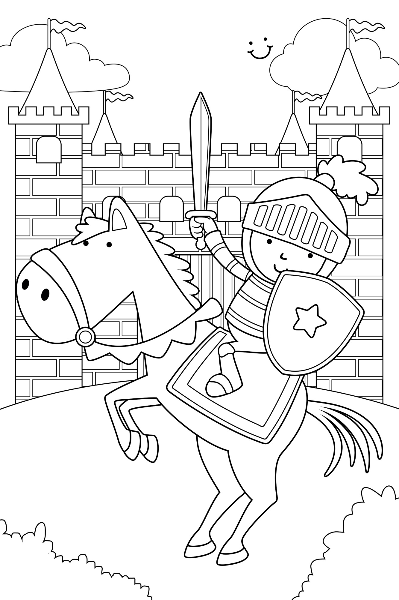queence Wandsticker »Ritter und Burg«, (1 St.), DIY-Wandsticker zum Bemalen