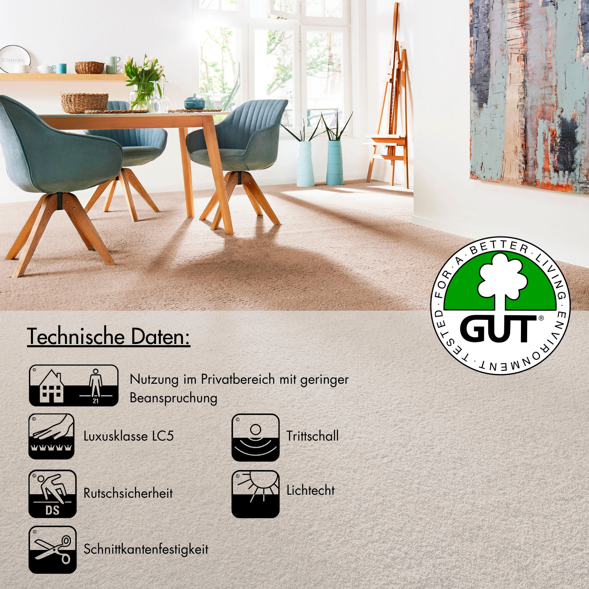 Andiamo Teppichboden »Softness, Velours, Made in Belgium«, rechteckig, 17 mm Höhe, Uni Farben, Breite 400 cm, besonders weich, Wohnzimmer, Schlafzimmer